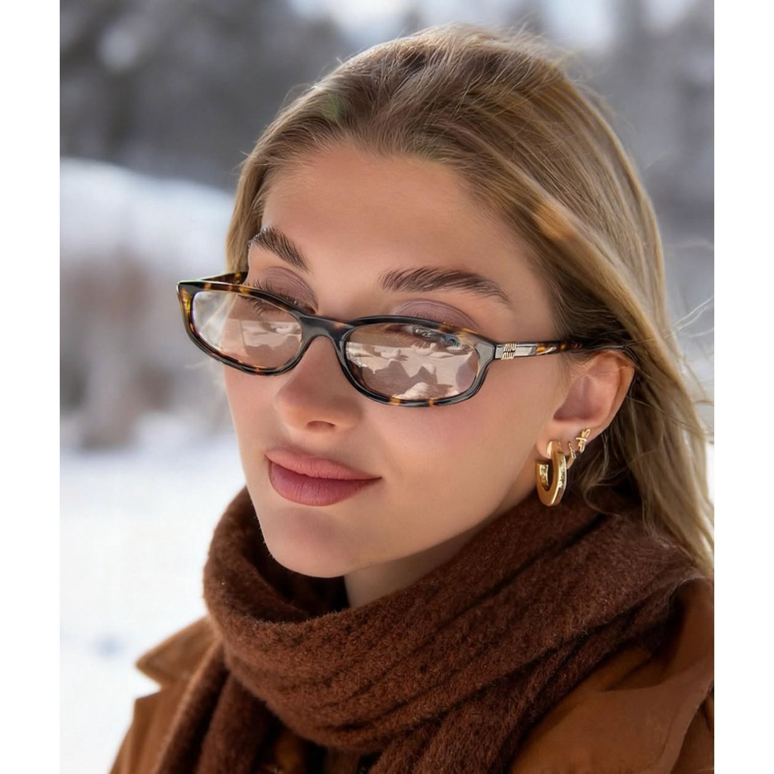Miu Miu NEW Miu Miu MU A06S Brown Bluelight Sunglasses $518  display picture 3