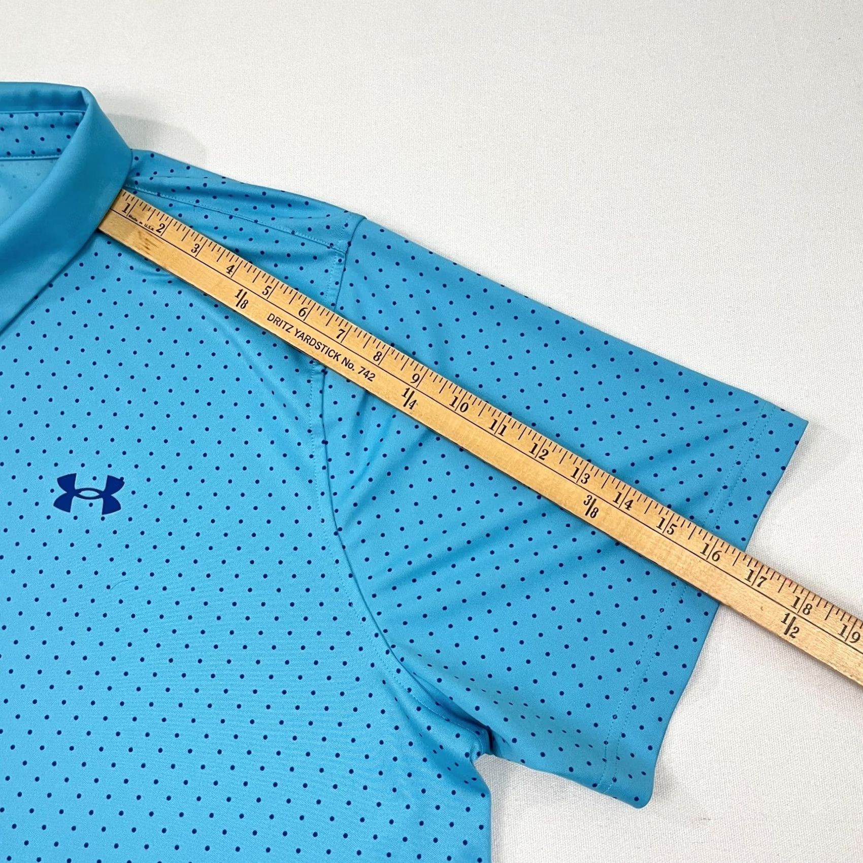 Under Armour VINTAGE Under Armour Polo Shirt Mens 3XL XXXL Blue Polka Dot Active Golf S/S Size US XXL / EU 58 / 5 - 7 Thumbnail