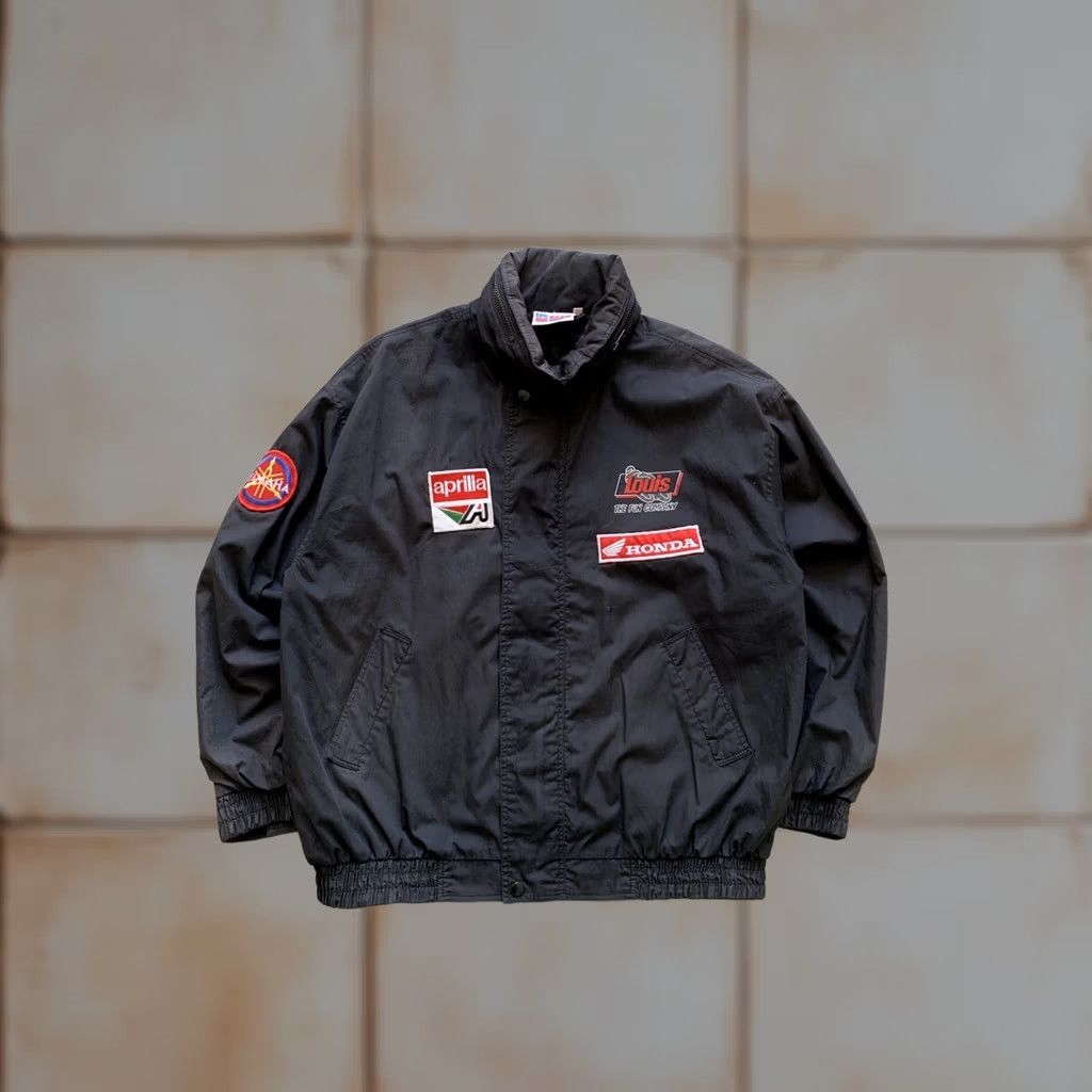 Honda VINTAGE Honda Yamaha MOTORCYCLE RACING JACKET MEN'S M Black Bomber Jacket Racing Full Zip Mens XS? Size US M / EU 48-50 / 2 - 1 Thumbnail