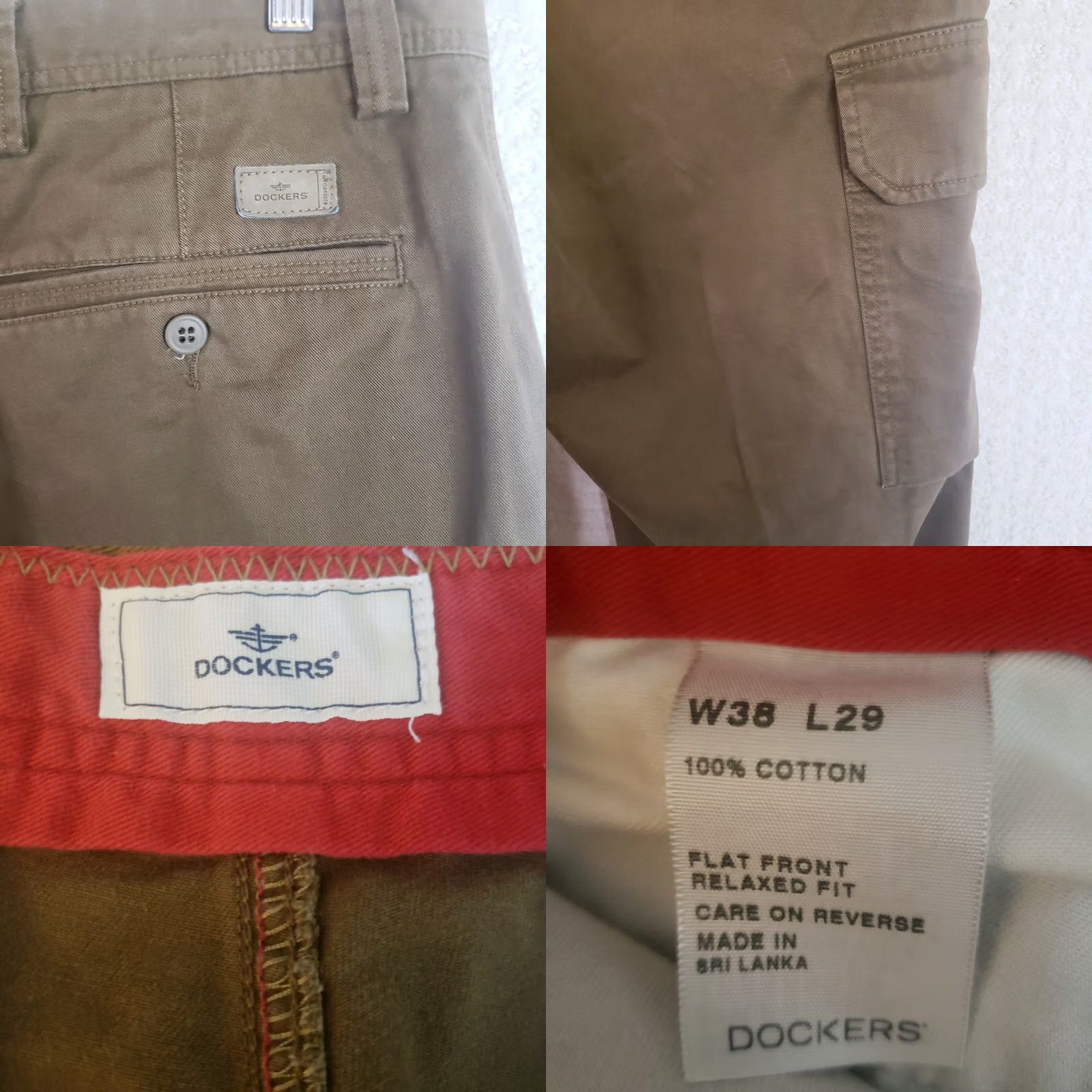 Dockers DOCKERS Men Cargo Pants Brown Flat Front 38x27 Relaxed Straight Pockets Workwear Casual Jeans/Chino Style Size US 38 / EU 54 - 8 Thumbnail