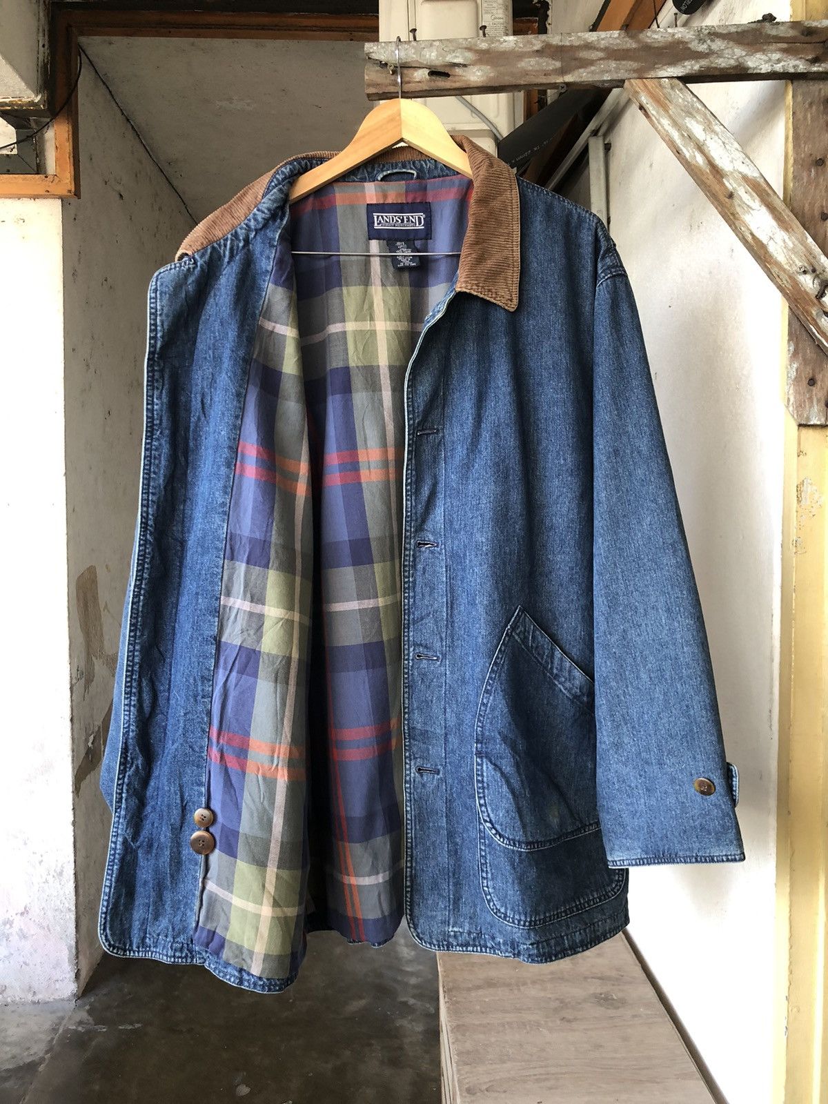 Lands' End Vintage Land's End Parka Denim Jacket Size US L / EU 52-54 / 3 - 2 Thumbnail