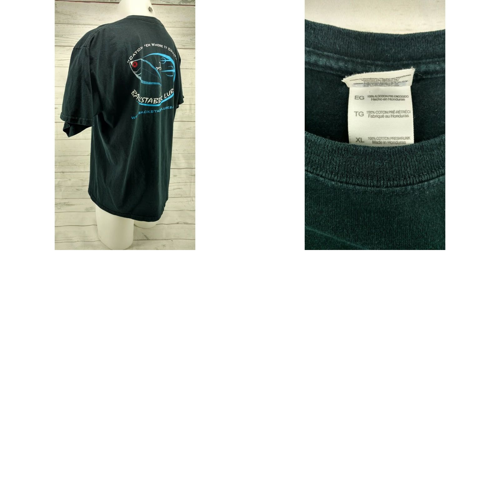 Gildan Mens Shirt XL Backstabber Lures Black Gildan Regular Cotton T-Shirt Mens Size US XL / EU 56 / 4 - 8 Thumbnail