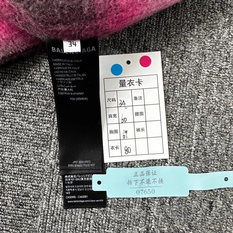 Balenciaga Balenciaga Pink Single Breasted Sheepskin Plaid Checkered Size XXS / US 00 / IT 34 - 7 Thumbnail