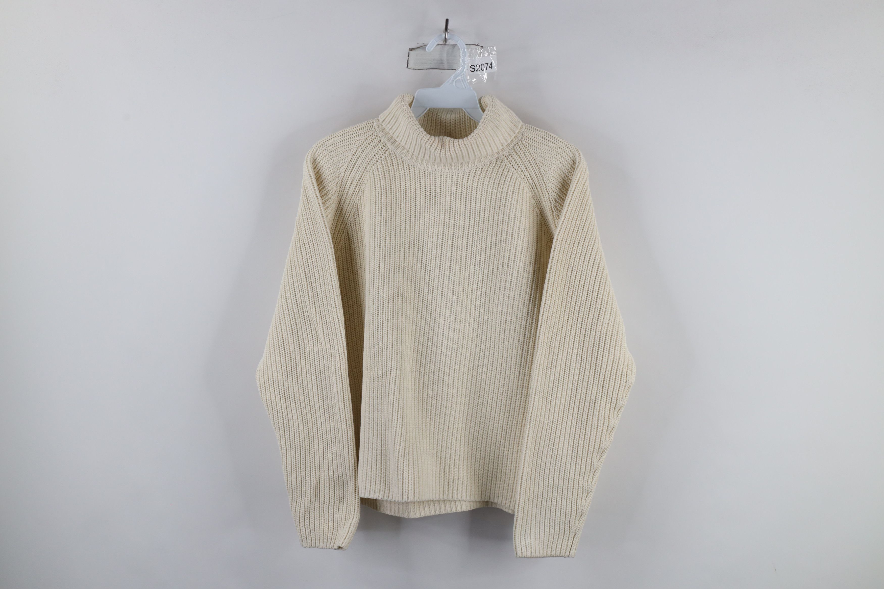 Lands' End × Vintage Vintage 90s Lands End Ribbed Knit Turtleneck Sweater Cream Size L / US 10 / IT 46 - 1 Thumbnail
