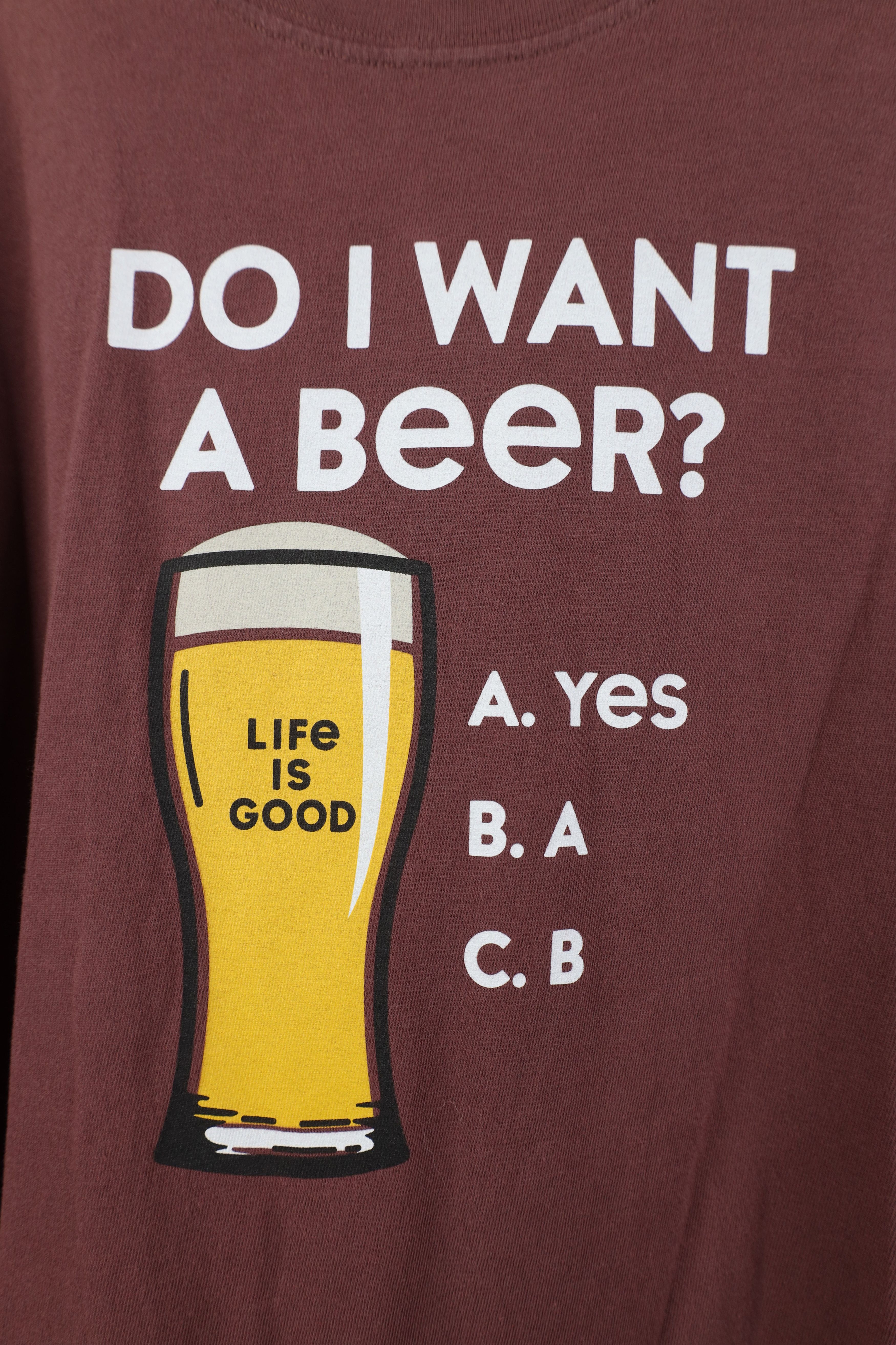 Life is Good Life Is Good Do I Want A Beer Long Sleeve T-Shirt Red Cotton Size US L / EU 52-54 / 3 - 4 Thumbnail