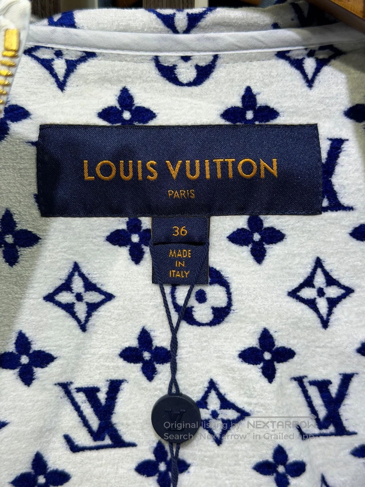 Louis Vuitton Louis Vuitton Blue Velvet Logo Print Hooded Jacket. Size XS / US 0-2 / IT 36-38 - 4 Thumbnail