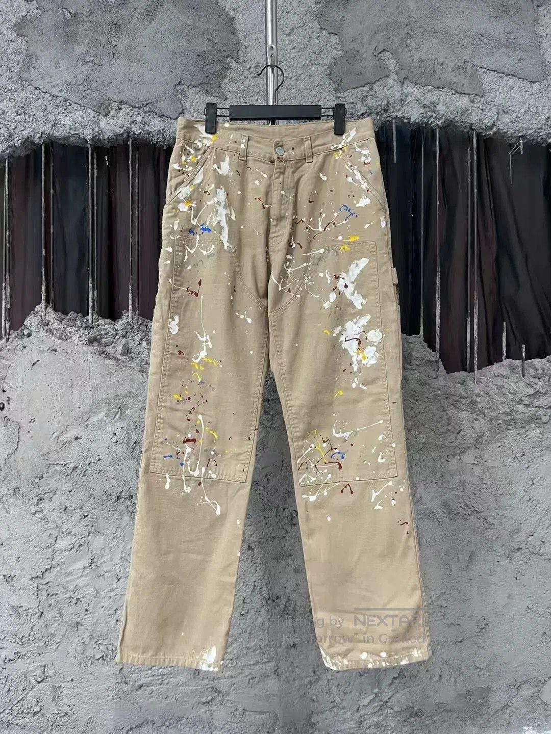 Martine Rose Martine Rose Khaki Splatter Carpenter Jeans. Size US 26 / EU 42 - 1 Thumbnail