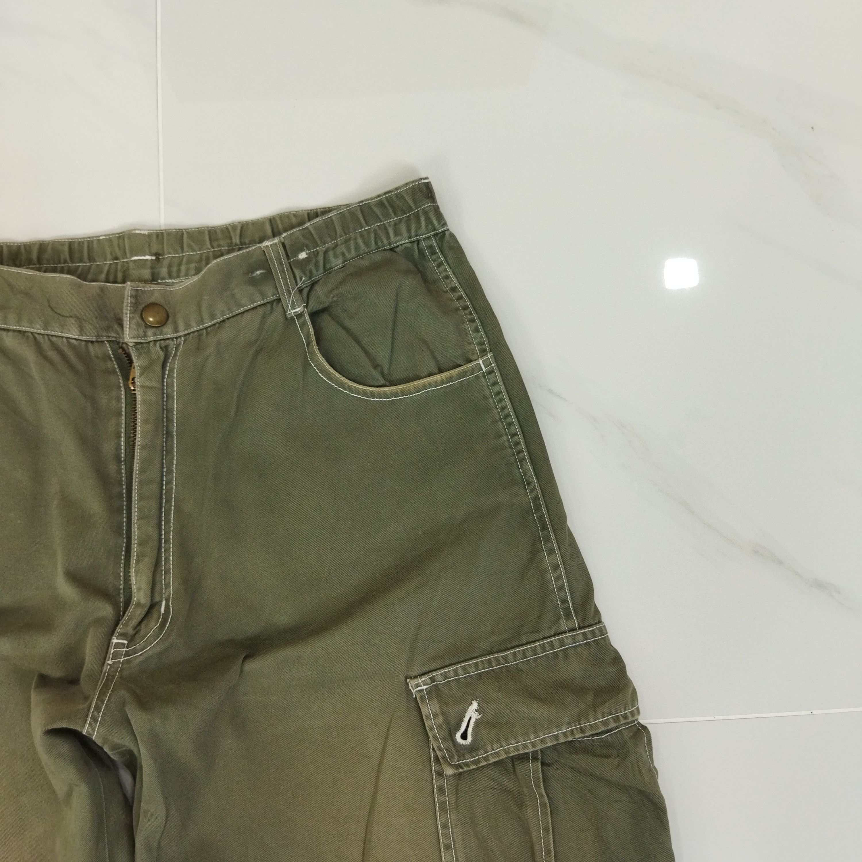 Japanese Brand RIPZONE FADED GREEN CARGO PANTS Size US 32 / EU 48 - 5 Thumbnail