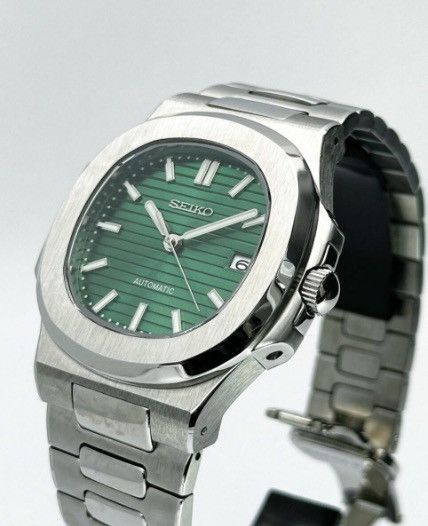 Japanese Brand Seiko Mod Nautilus Olive Dial Stainless Steel Watch 41mm Size ONE SIZE - 2 Thumbnail