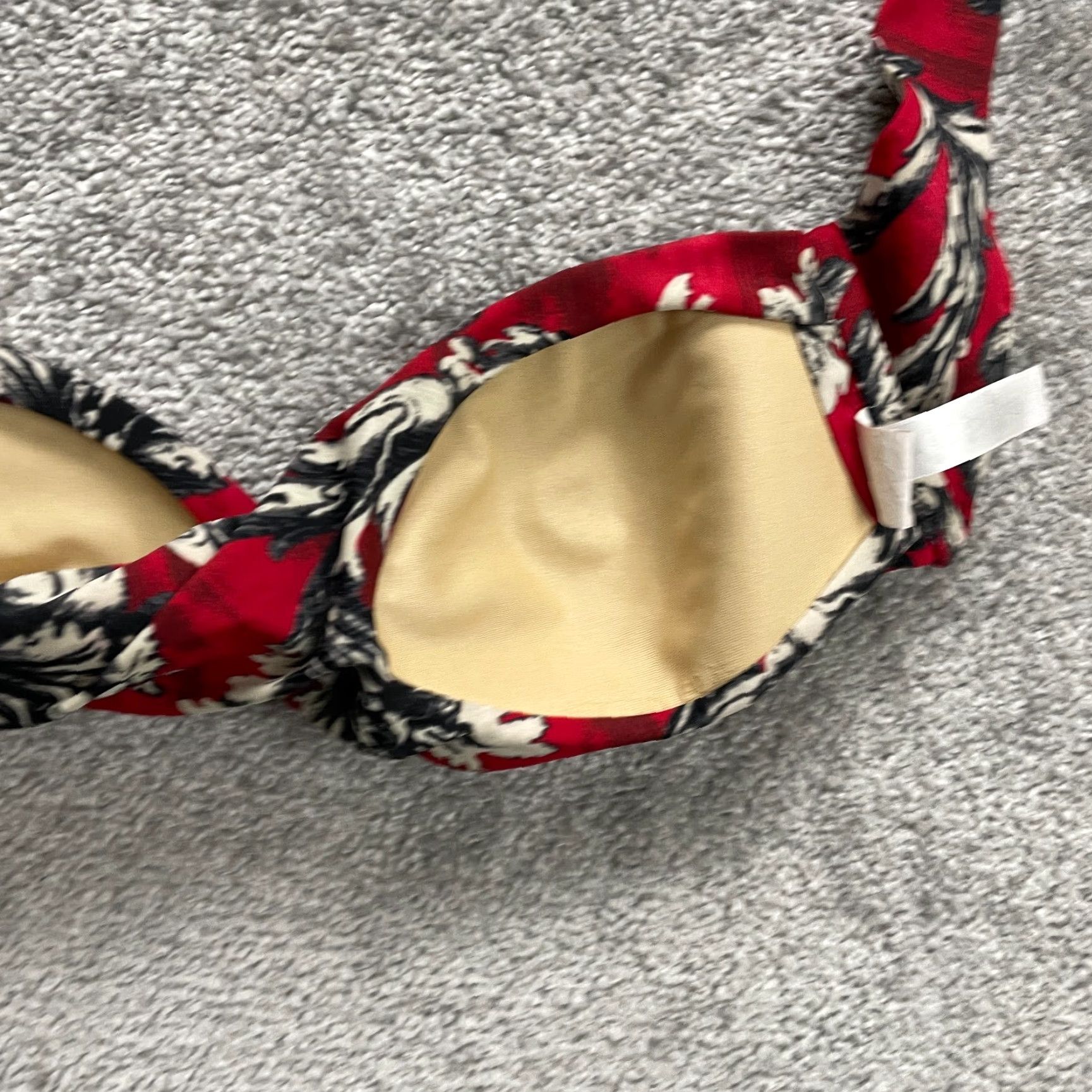 Vintage Sunsets Women's Bikini Top Strapless Padded Red Floral Bandeau Swimsuit Small Beach Activewear Size S / US 4 / IT 40 - 6 Thumbnail