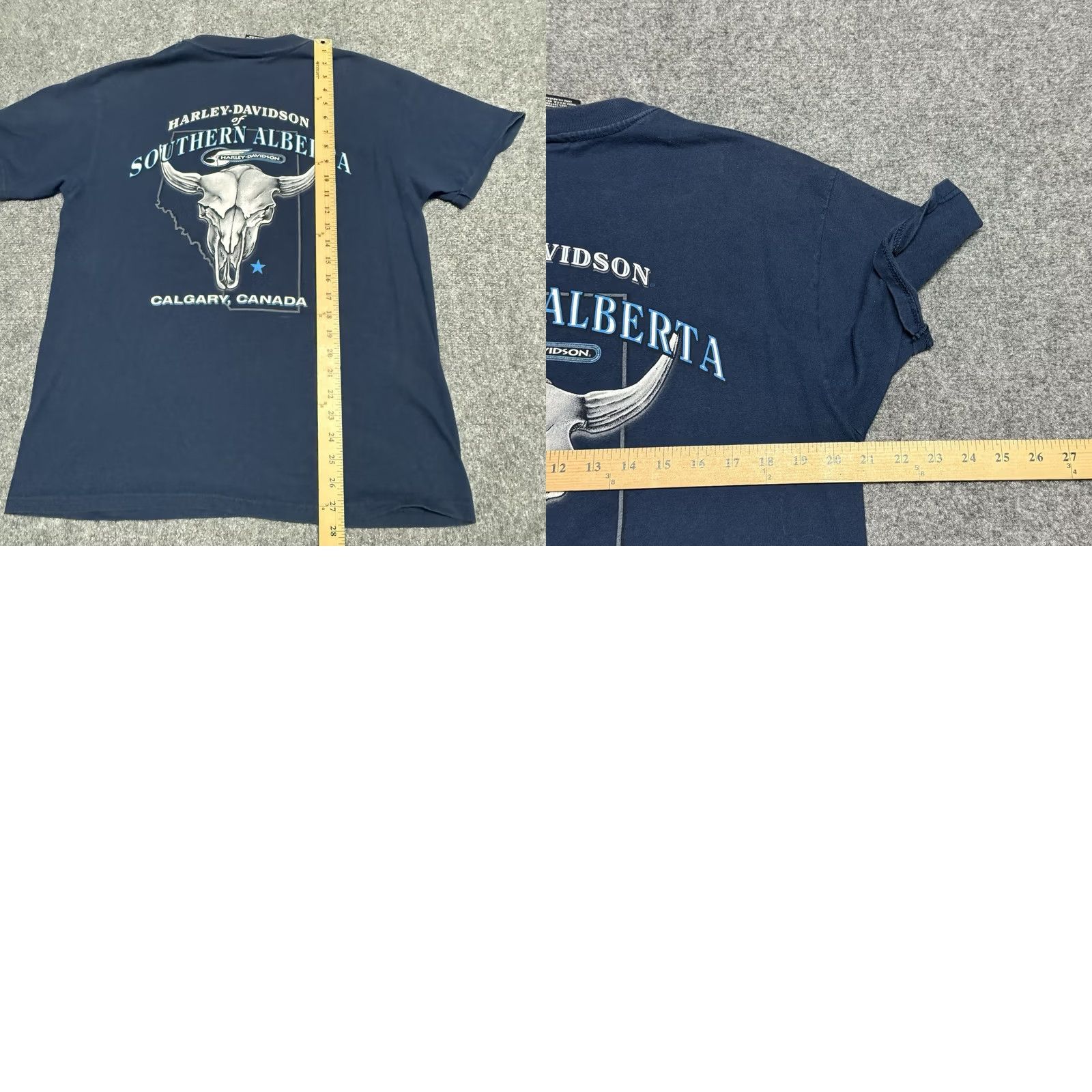 Harley Davidson Harley-Davidson Shirt Mens L Blue Alberta Canada Skull 1997 VTG 90s USA Hanes Beefy-T Size US L / EU 52-54 / 3 - 8 Thumbnail