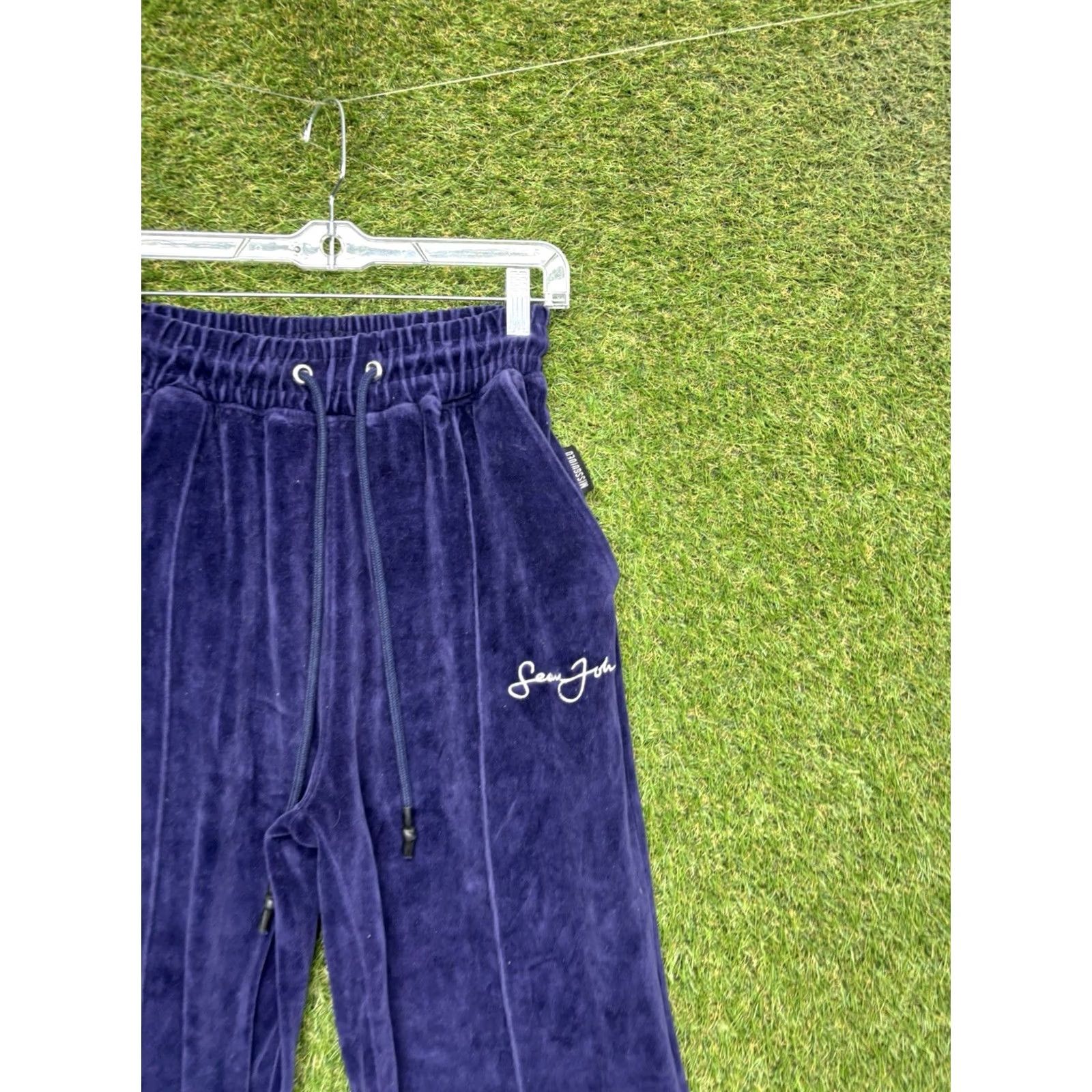 Missguided Missguided x Sean John Sweatpants Womens 2 Velour Joggers Y2K 90s Blue Cotton Blend Velour Wide-Leg Jogger XS-2 26in 30in Womens Size 26" / US 2 / IT 38 - 3 Thumbnail
