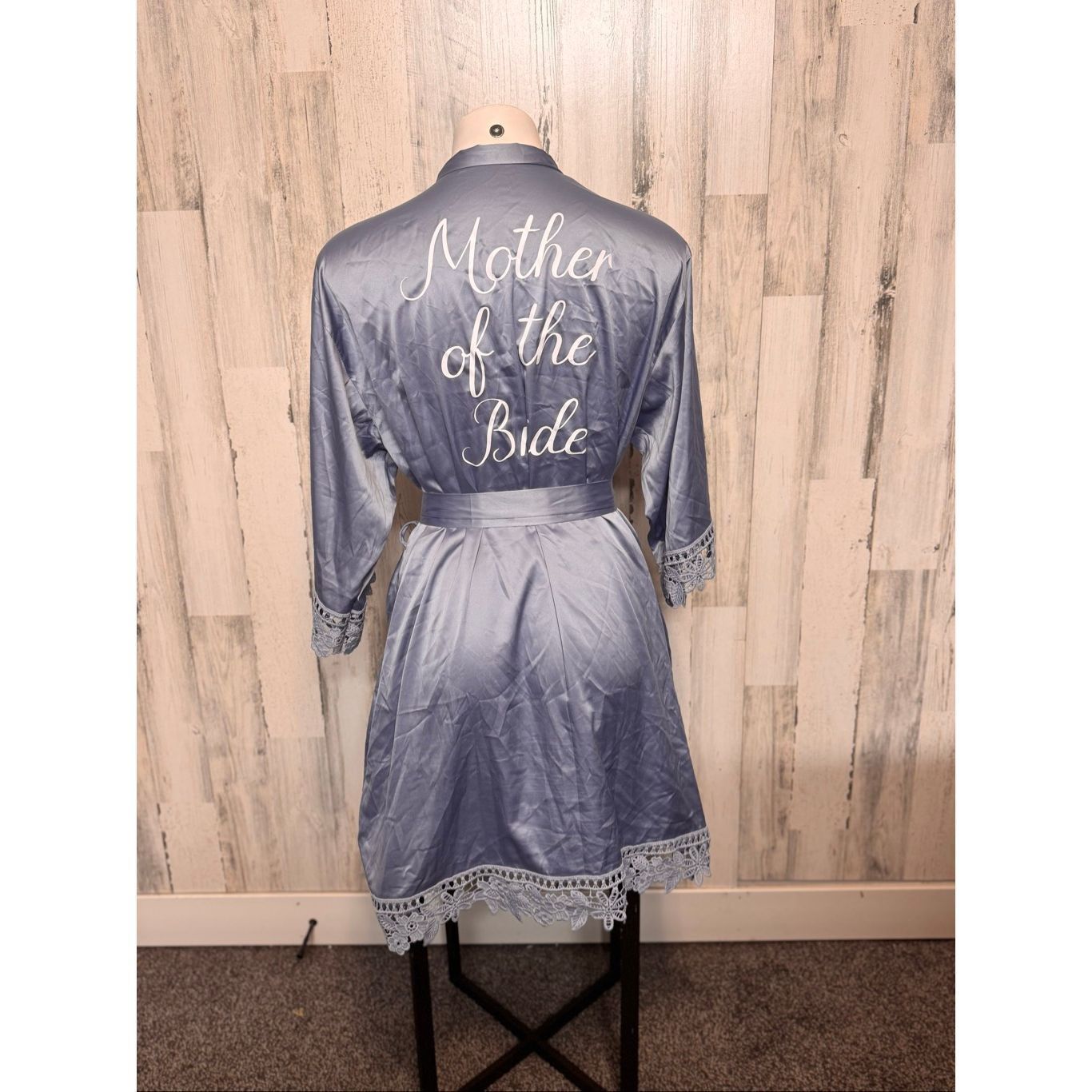 Other Mother of the Bride Blue Satin Lace Trim Robe Size ONE SIZE - 6 Thumbnail