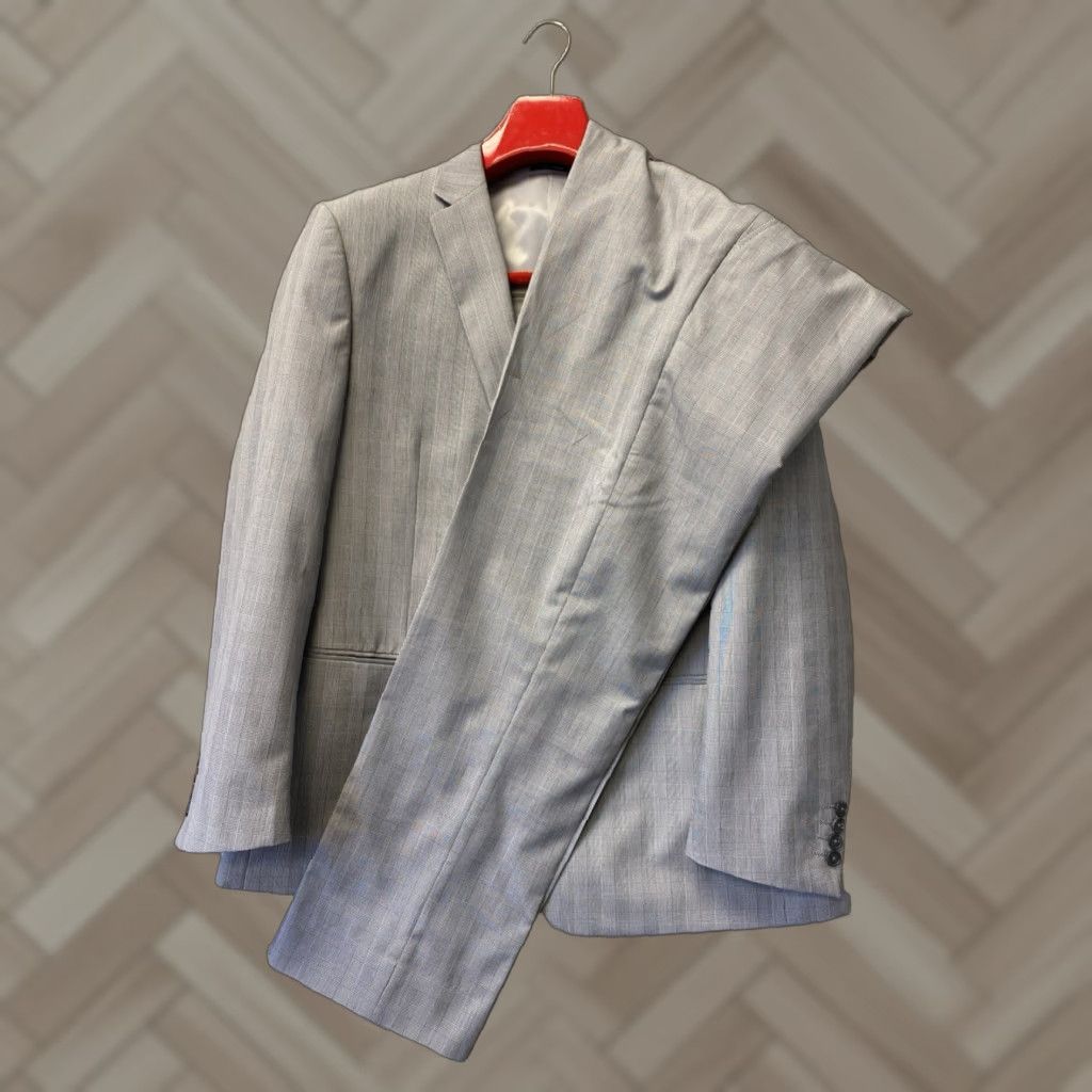 Vintage Circola Moda 2 Piece Suit Glenn Plaid Gray Mens 44R 38W Formal Wedding Milano Deluxe Microtech Size 44R - 1 Thumbnail