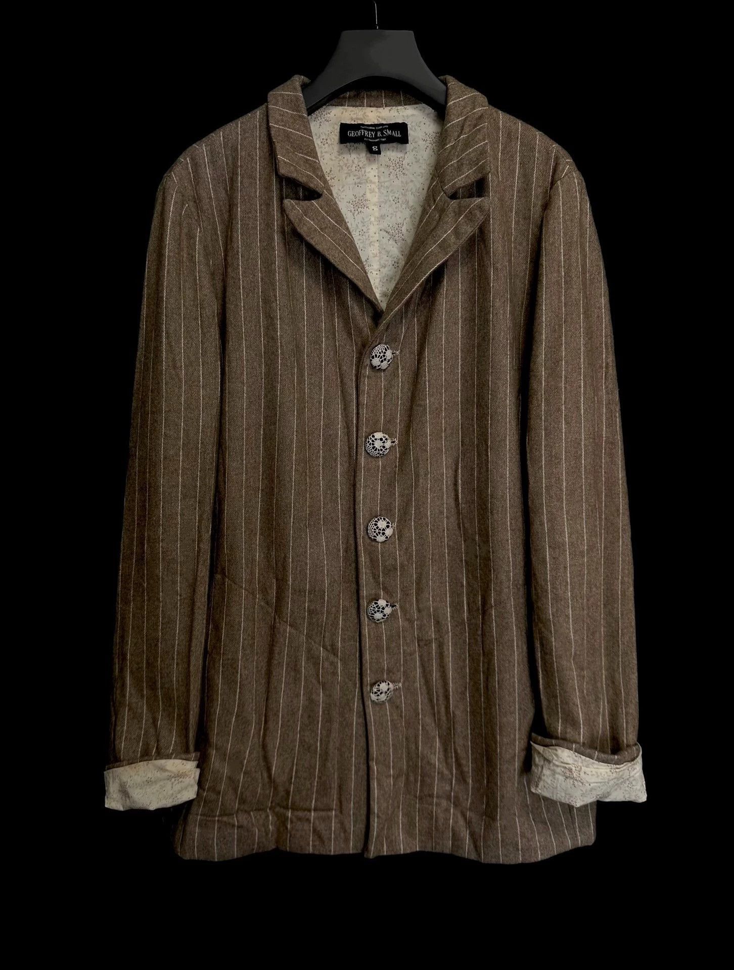 Geoffrey B. Small Brown Striped Button-Front Light Jacket Size S Size US S / EU 44-46 / 1 - 1 Thumbnail