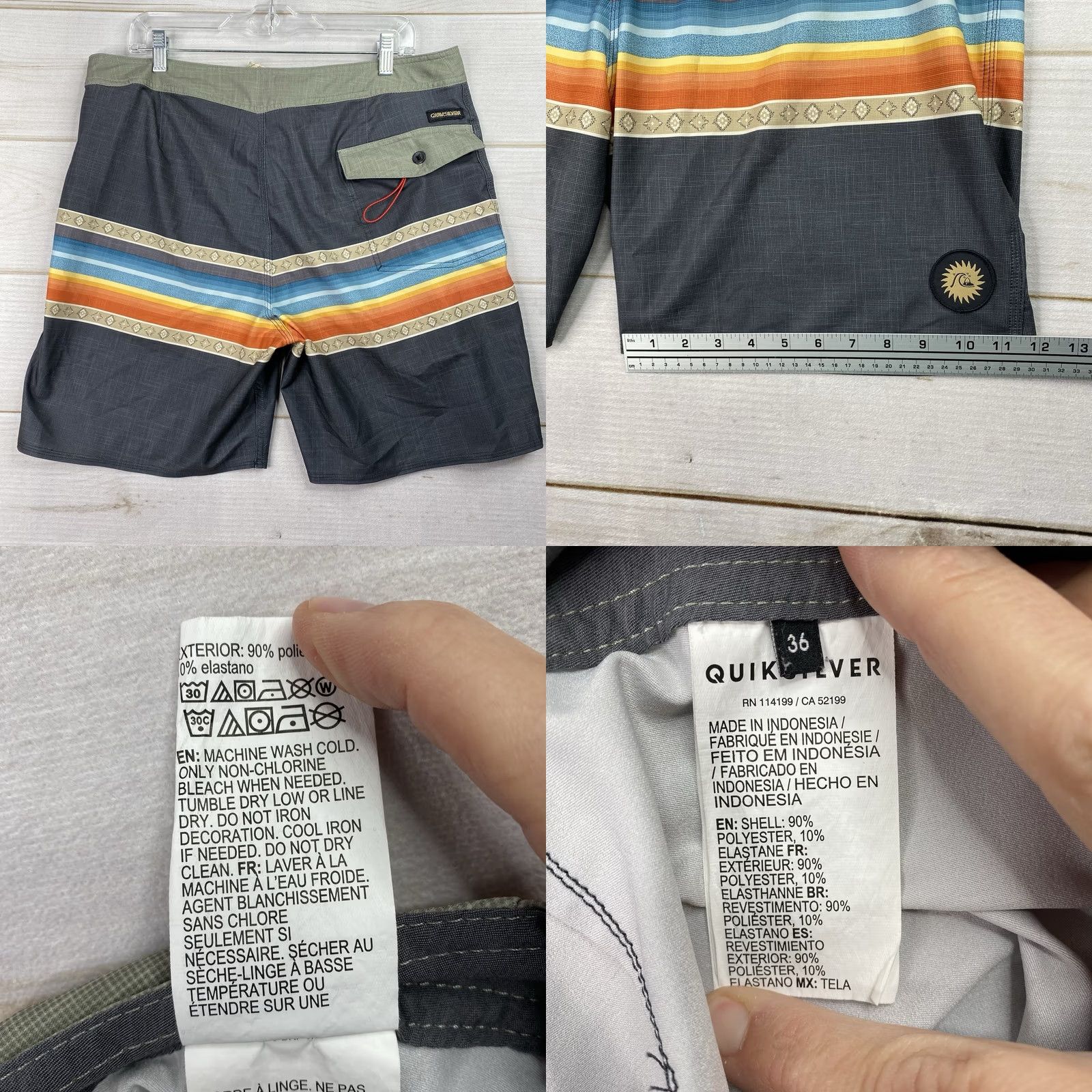 Rainbow Quiksilver Highline Surf Board Shorts Mens 36 Rainbow Gray Stretch Beach Pants Shorts Size US 36 / EU 52 - 8 Thumbnail
