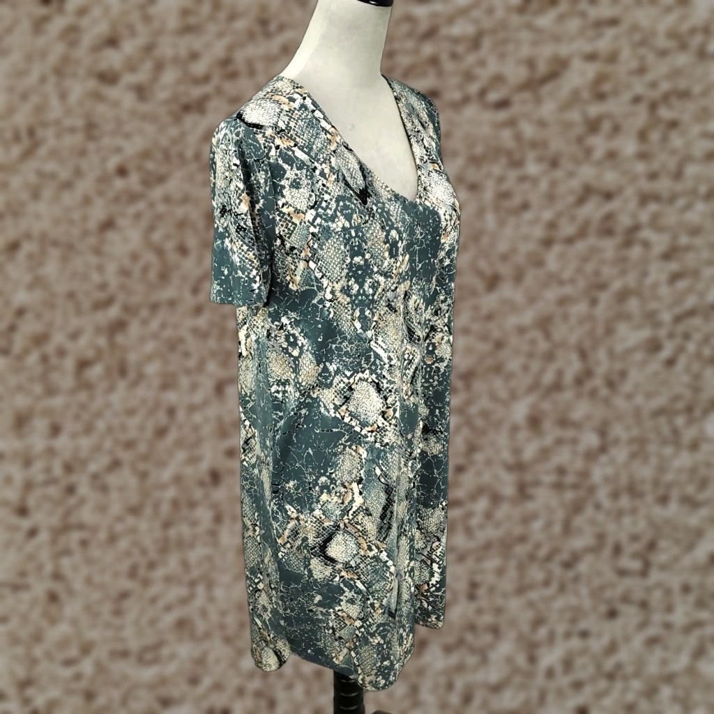 Christian Siriano Womens Snakeskin Print Dress Large Pullover Stretchy Snake Skin Animal Pattern Size L / US 10 / IT 46 - 1 Thumbnail