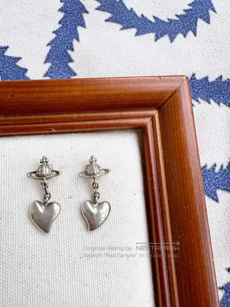 Vivienne Westwood Vivienne Westwood Pure silver Saturn heart earrings Size ONE SIZE - 1 Thumbnail
