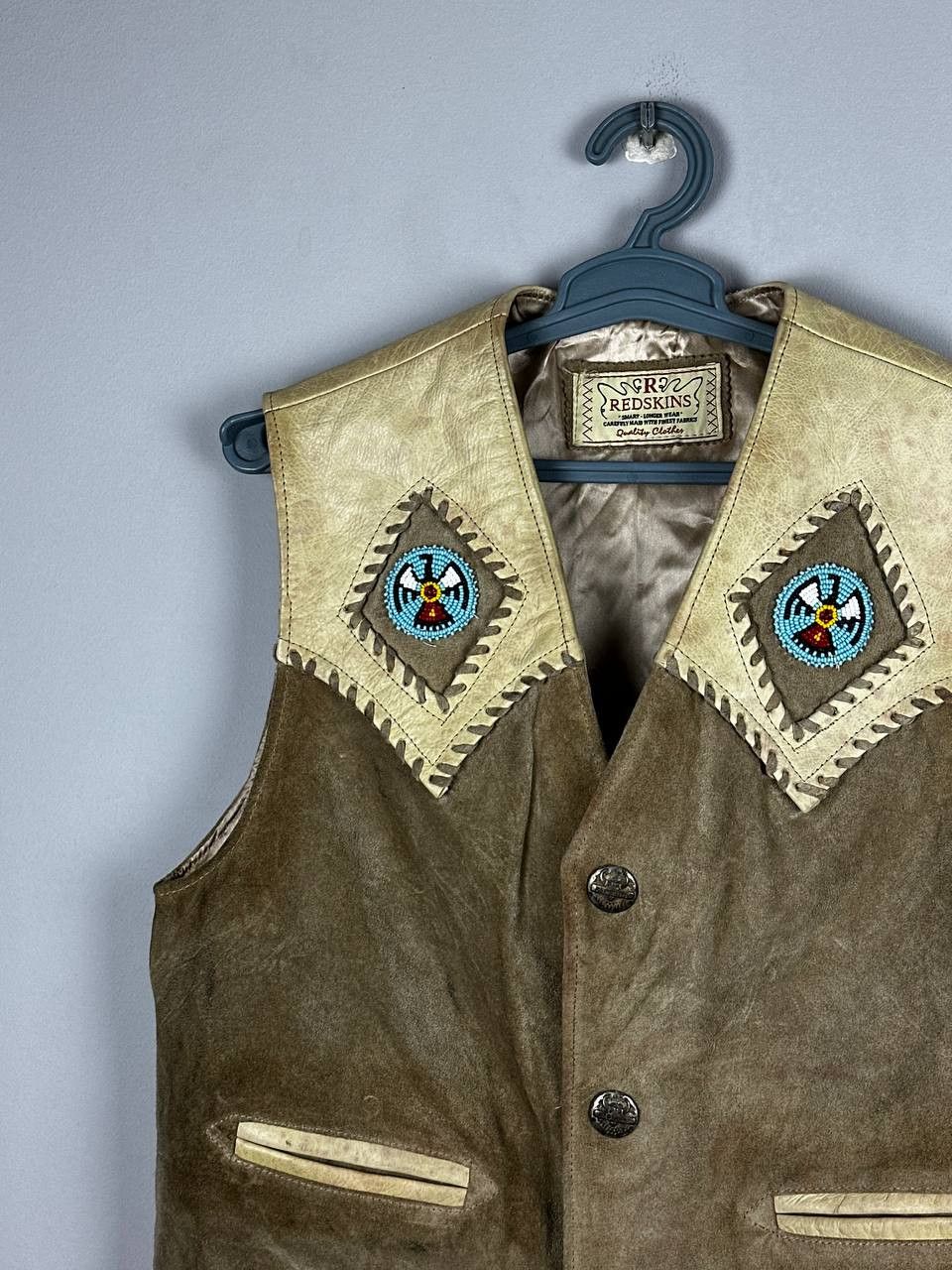 Vintage Vintage Redskins USA Western Cowboy Leather Vest Size US L / EU 52-54 / 3 - 3 Thumbnail