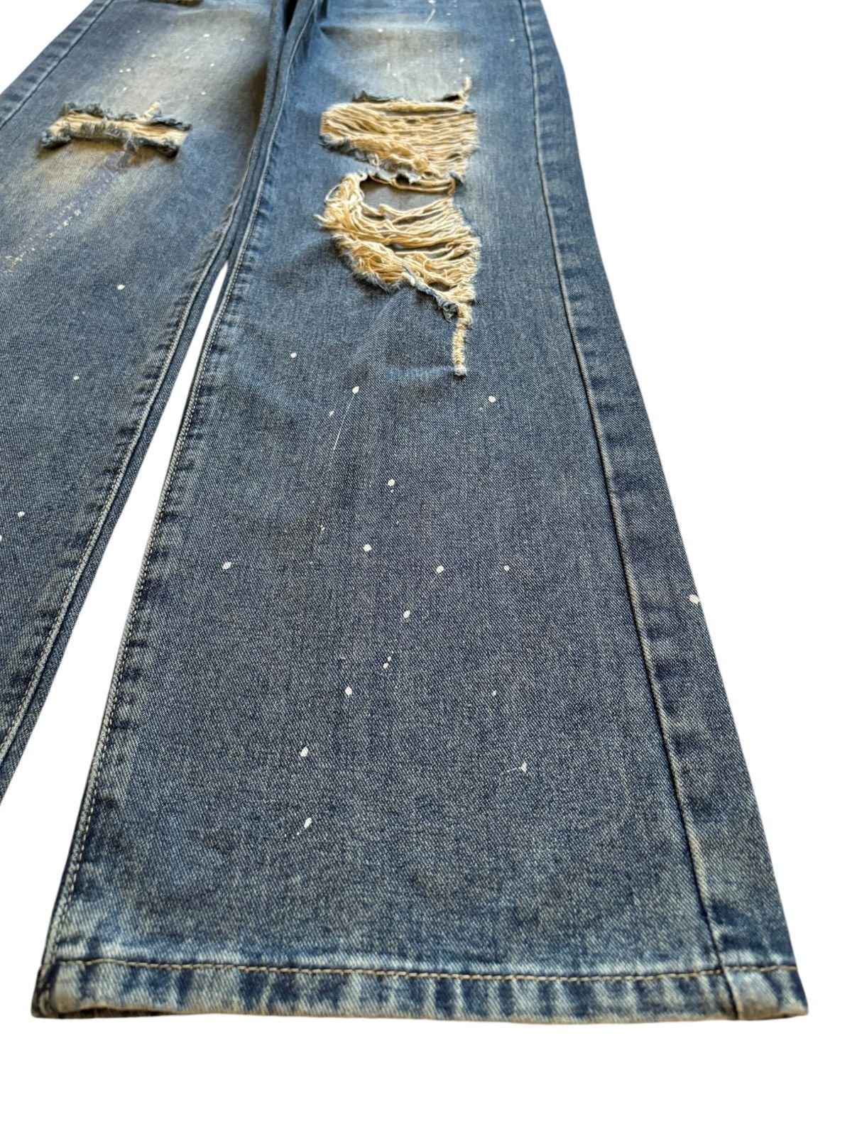Japanese Brand Vintage Japanese Brand Painted Splattered Ripped Baggy Jeans Size 26" / US 2 / IT 38 - 7 Thumbnail