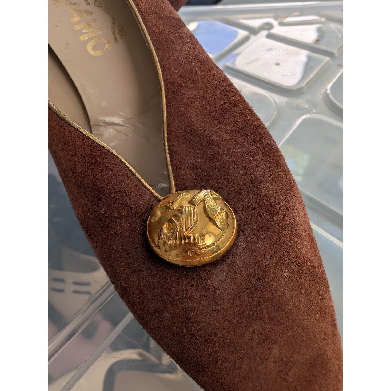 Salvatore Ferragamo Salvatore Ferragamo Brown Suede Medallion Flats – Size 7 GUC Size US 7 / IT 37 - 5 Thumbnail