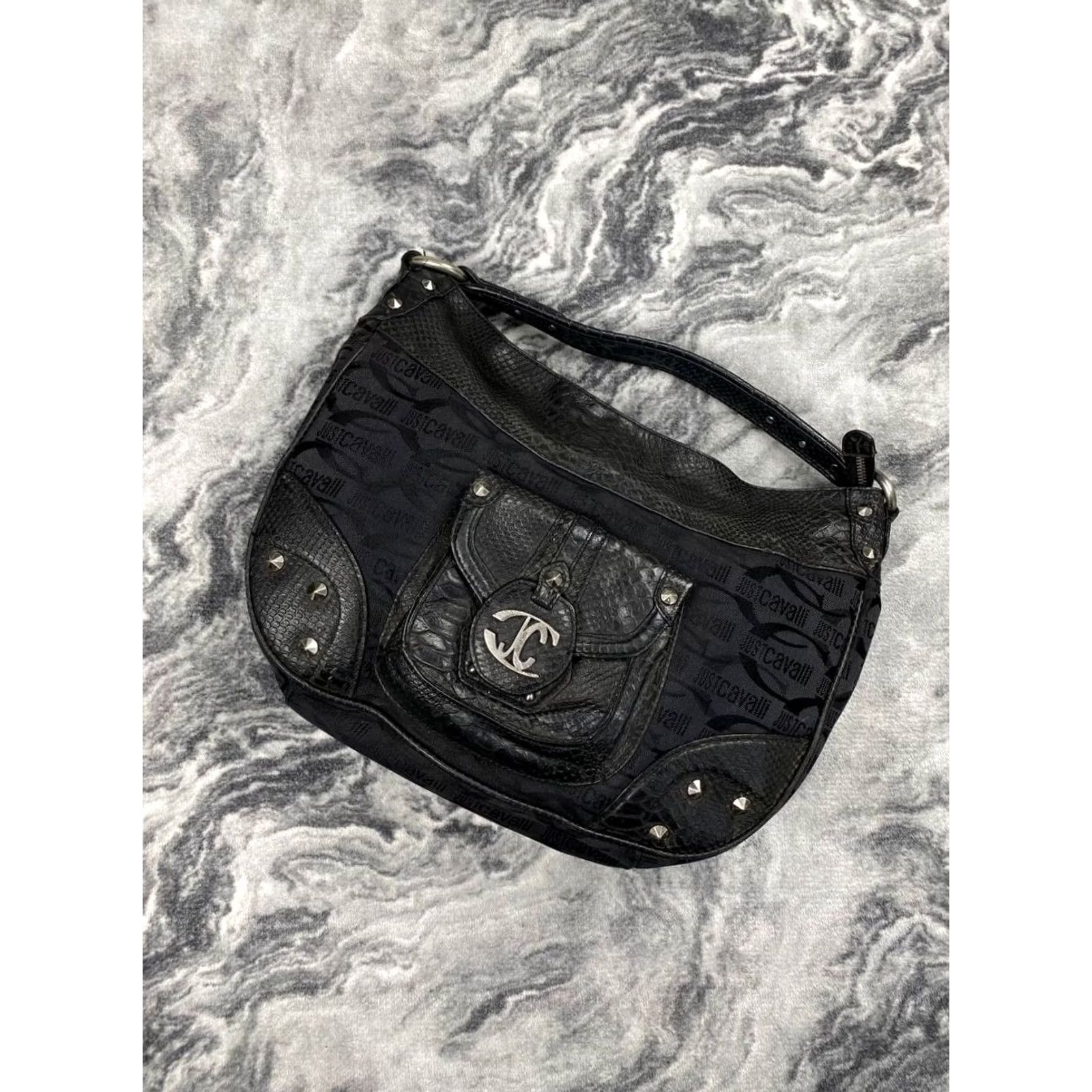 Just Cavalli Just Cavalli Leather Handbag Women Black Shoulder Bag Medium Leather Inner Pockets Detachable Strap Zip Closure Size ONE SIZE - 2 Thumbnail