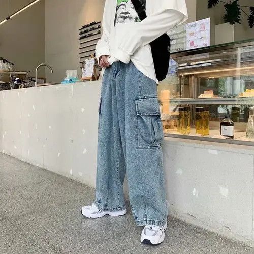 VIBE Blue Loose Cargo Jeans Size US 30 / EU 46 - 8 Thumbnail