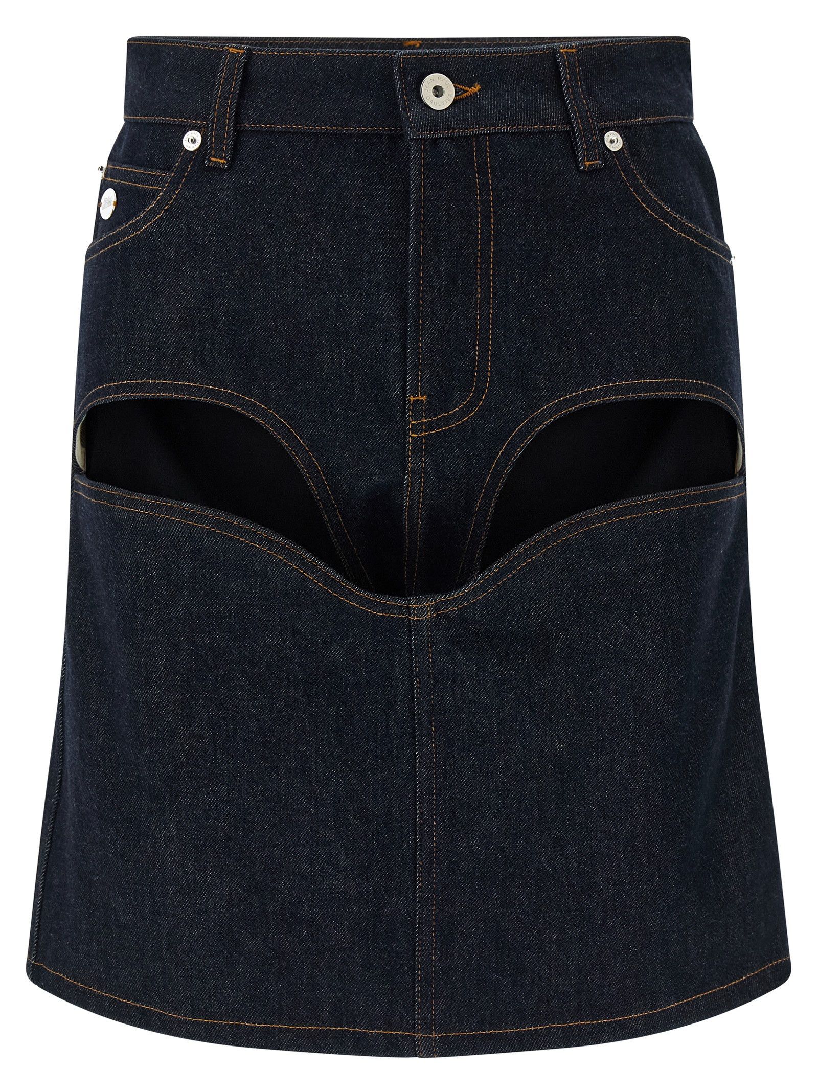 Jean Paul Gaultier 'Denim Mini Skirt With Cuts And Turn Up' skirt Size 26" / US 2 / IT 38 - 1 Thumbnail