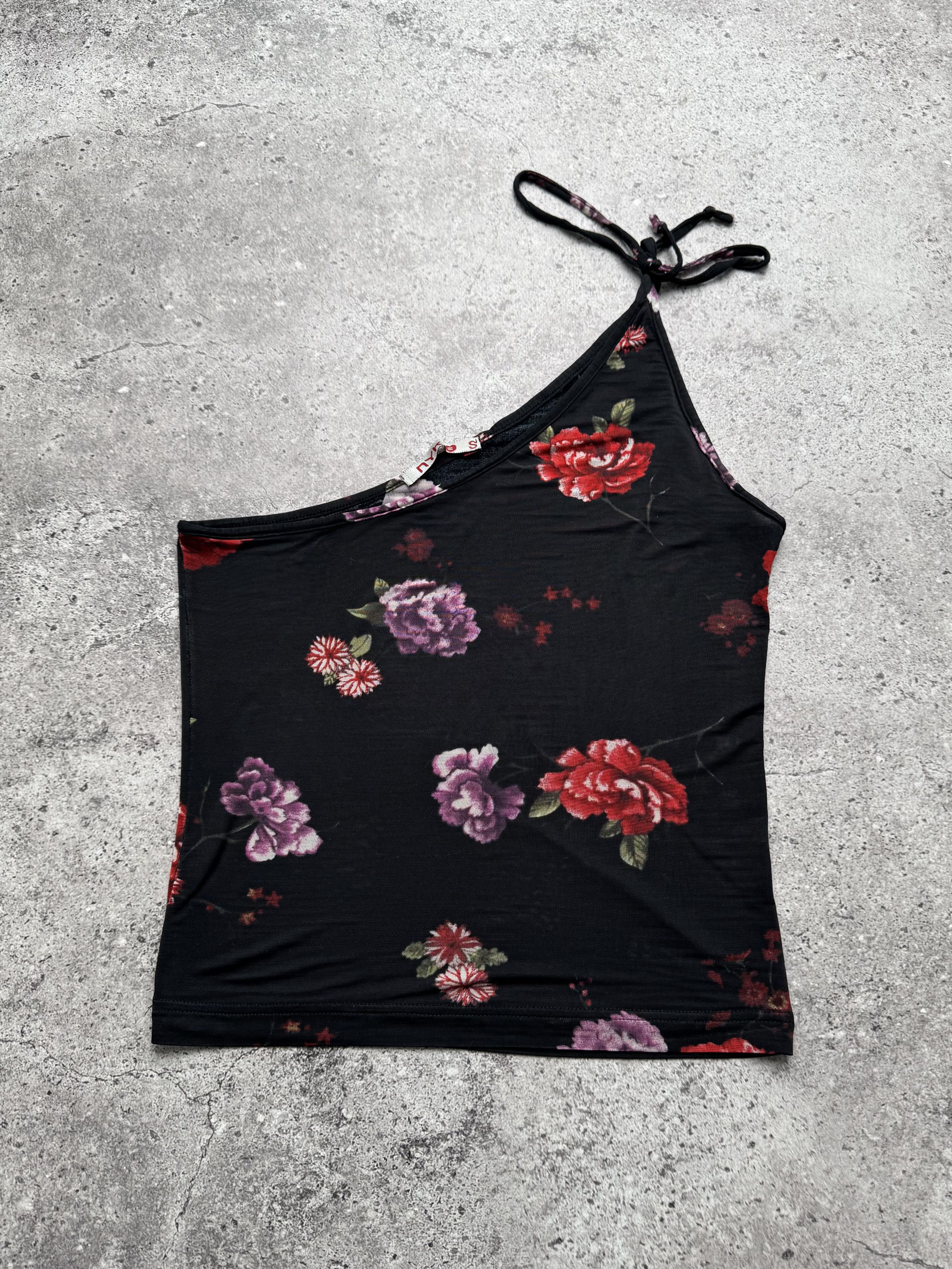 Vintage Vintage One Shoulder Top Floral Asymmetric Strap Y2K Tank Size S / US 4 / IT 40 - 1 Thumbnail