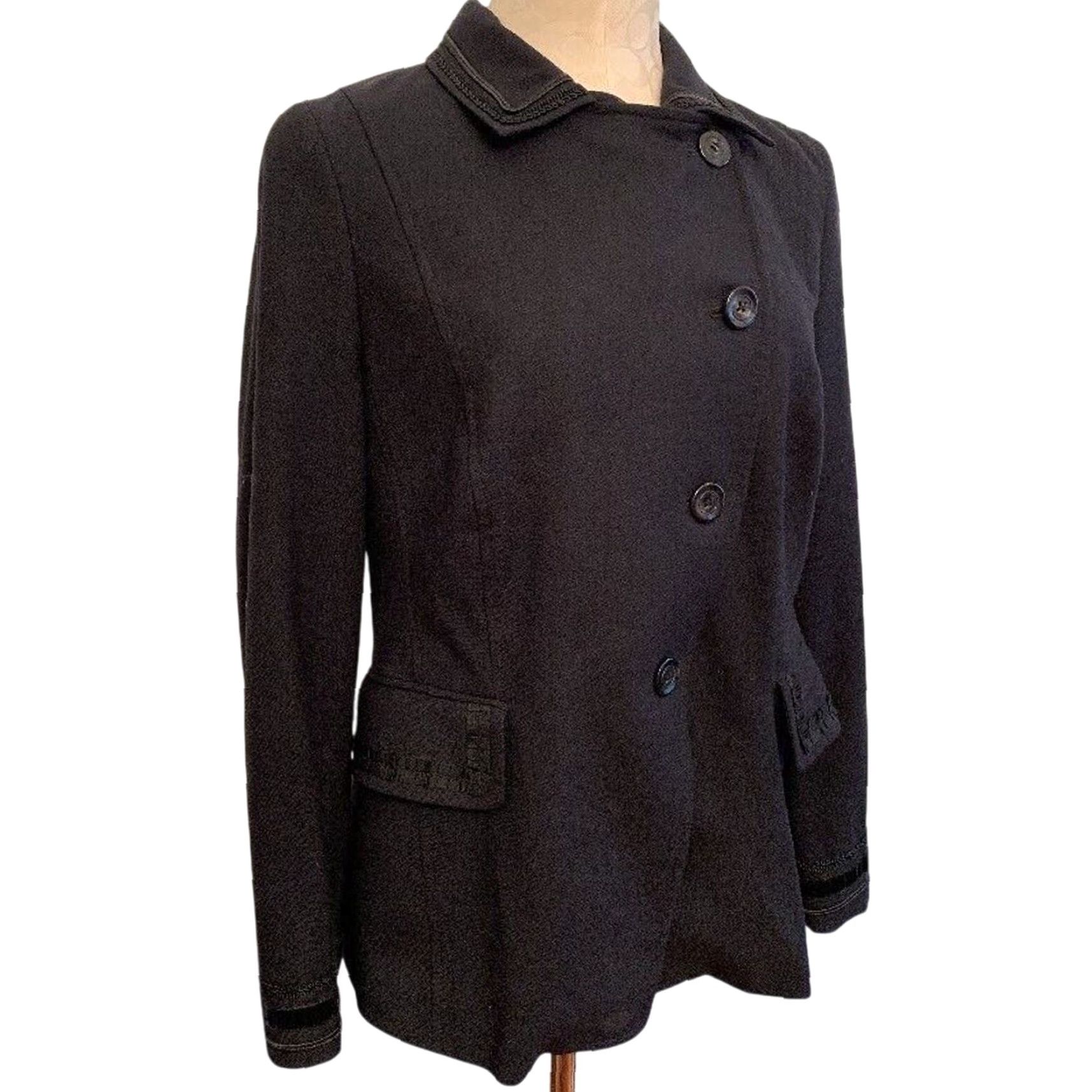 Vintage VINTAGE Feraud Blazer Jacket Womens Wool Blend Braided Trim 12 Black Size 44 (12) - Lightweight Womens Blazer Jacket Size XL / US 12-14 / IT 48-50 - 2 Thumbnail