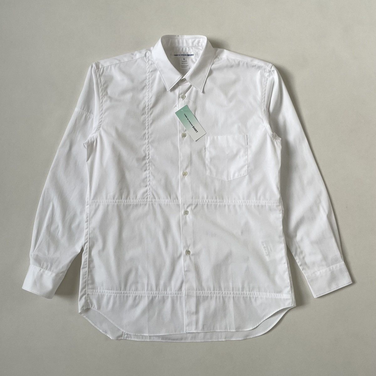 Comme des Garcons White Cotton ‘Patchwork Panelled’ Shirt Size US M / EU 48-50 / 2 - 2 Thumbnail