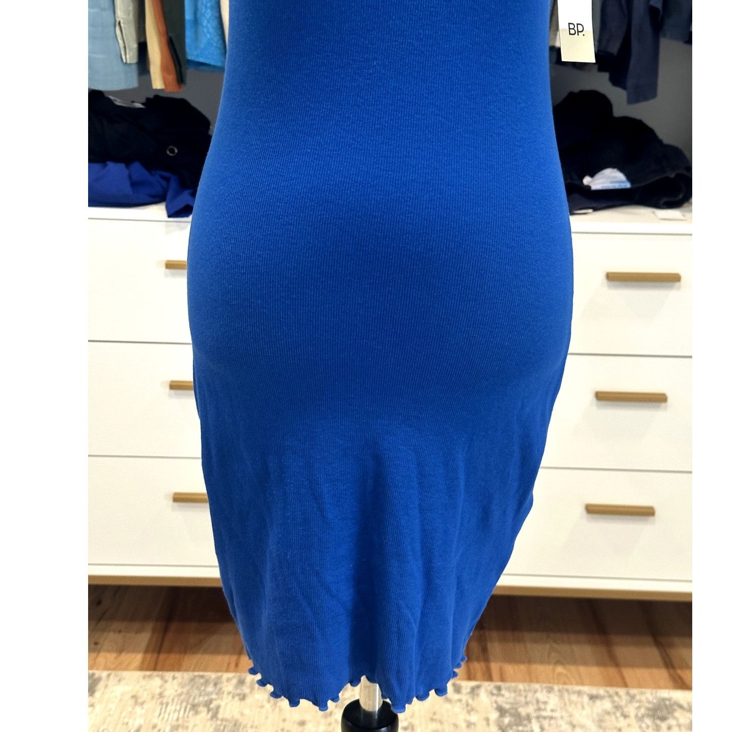 BP. BP Women's Blue Ribbed Bodycon Lettuce Edge Mini Dress NWT M Size M / US 6-8 / IT 42-44 - 5 Thumbnail