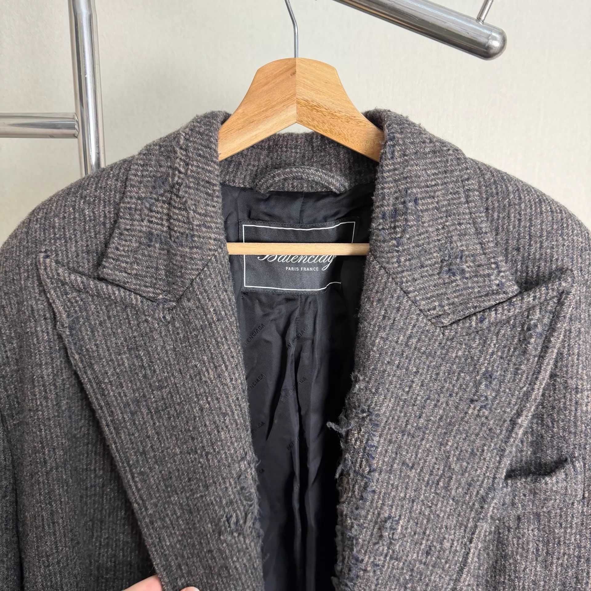 Balenciaga Balenciaga SS21 Houndstooth Wool OS Distressed Coat 36 LN Size XS / US 0-2 / IT 36-38 - 3 Thumbnail