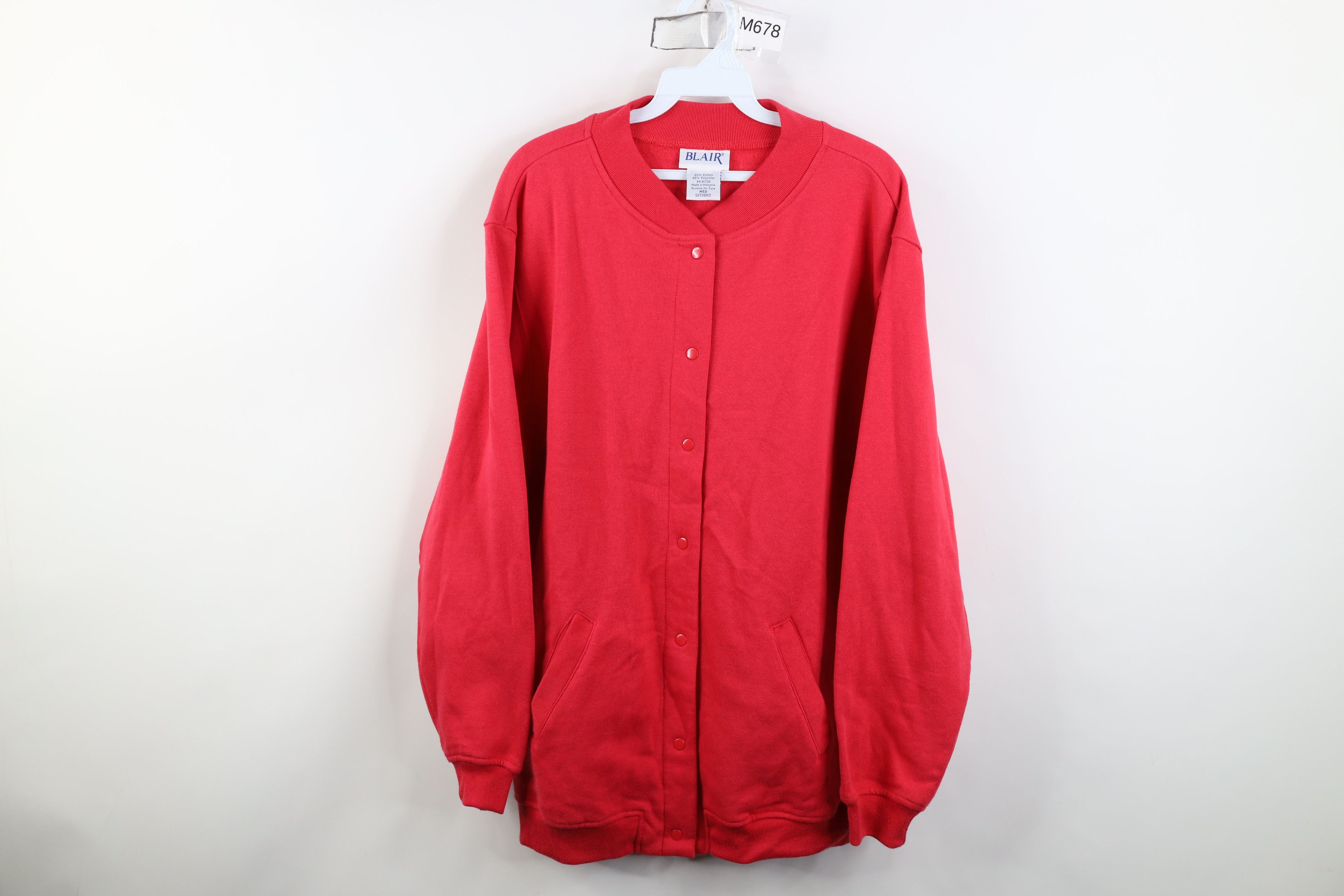 Vintage Vintage 90s Streetwear Blank Snap Button Cardigan Sweatshirt Size M / US 6-8 / IT 42-44 - 1 Thumbnail