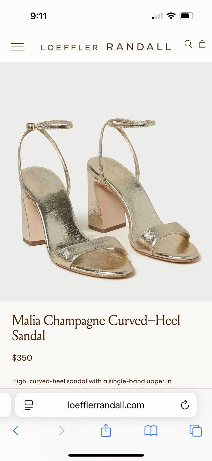 Loeffler Randall Loeffler Randall Malia Champagne Curved Heel Gold Sandel Size US 8 / IT 38 - 1 Thumbnail