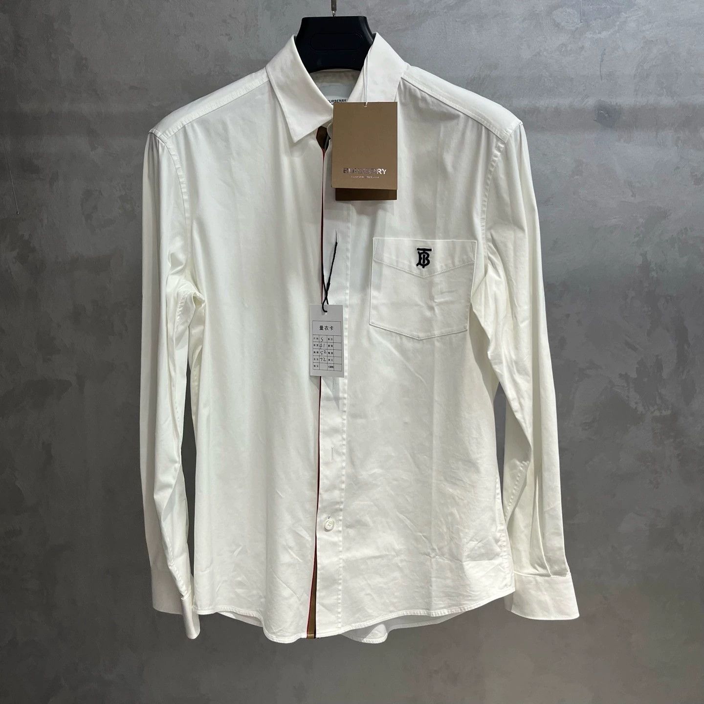 Burberry Burberry White Logo Cotton Long Sleeve Shirt Size US S / EU 44-46 / 1 - 1 Thumbnail