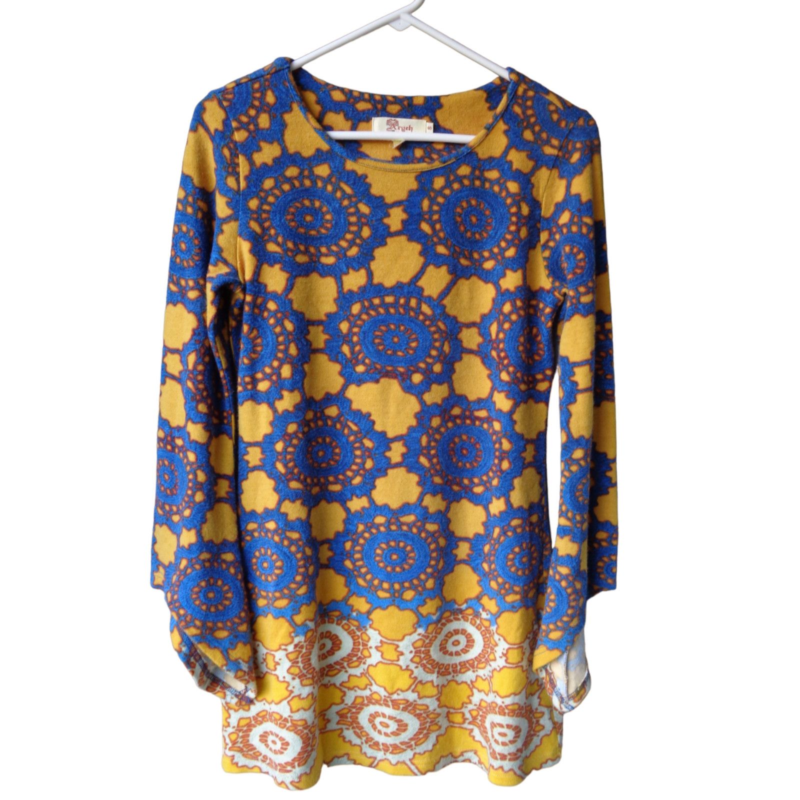 Other Aryeh Yellow Blue Knit Shirt Sweater Tunic Top Sz S Boho Size S / US 4 / IT 40 - 1 Thumbnail
