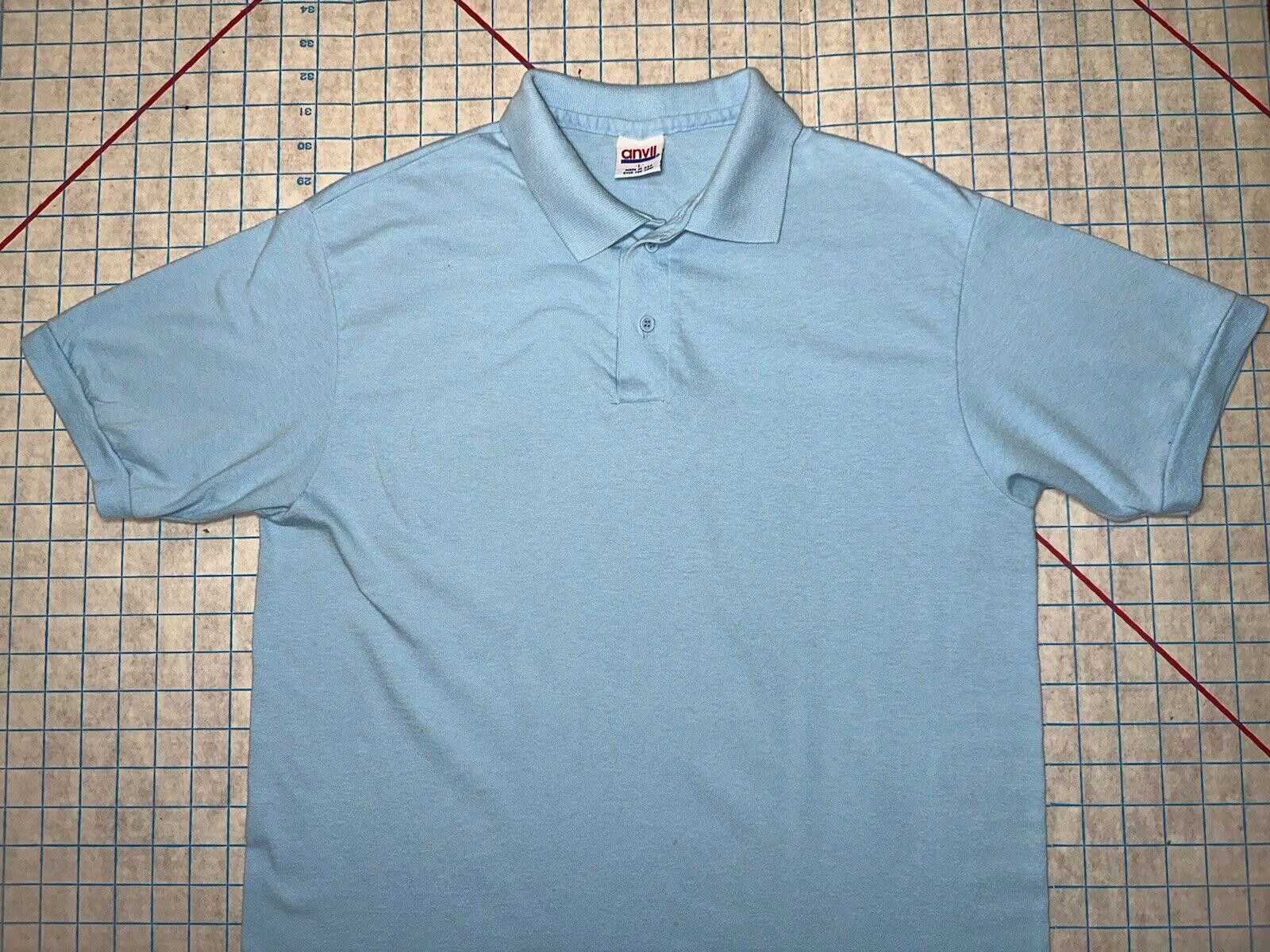 Anvil Vintage 90's Blank Polo Shirt Men's Large Blue USA Blank Size US L / EU 52-54 / 3 - 4 Thumbnail