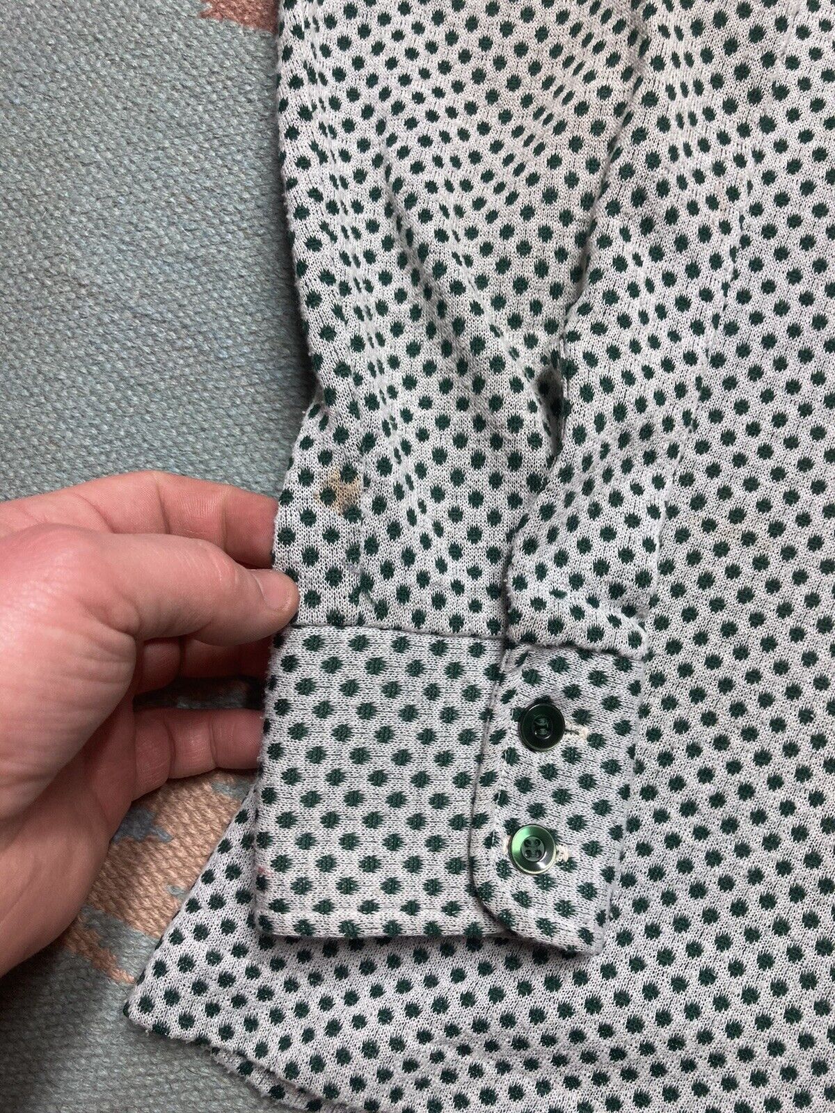 Vintage 70s polyester disco shirt caree polka dot butterfly collar M Size US M / EU 48-50 / 2 - 2 Thumbnail