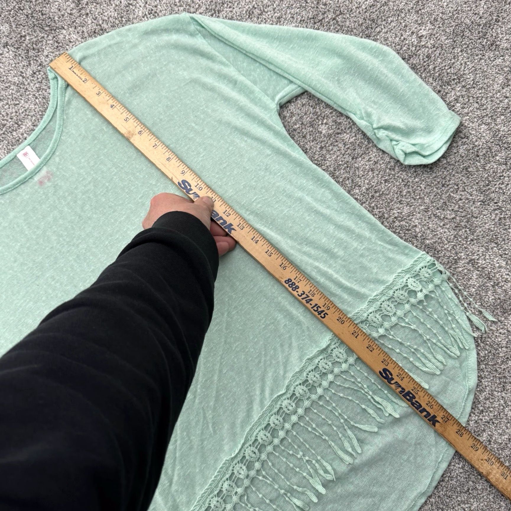 Vintage VINTAGE Lightweight Boho Sweater XXL 19 Fringe Semi-Sheer Open Knit Soft Girl Lace Pullover Women Juniors Green 19 Bohemian Size XXL / US 16-18 / IT 52-54 - 2 Thumbnail