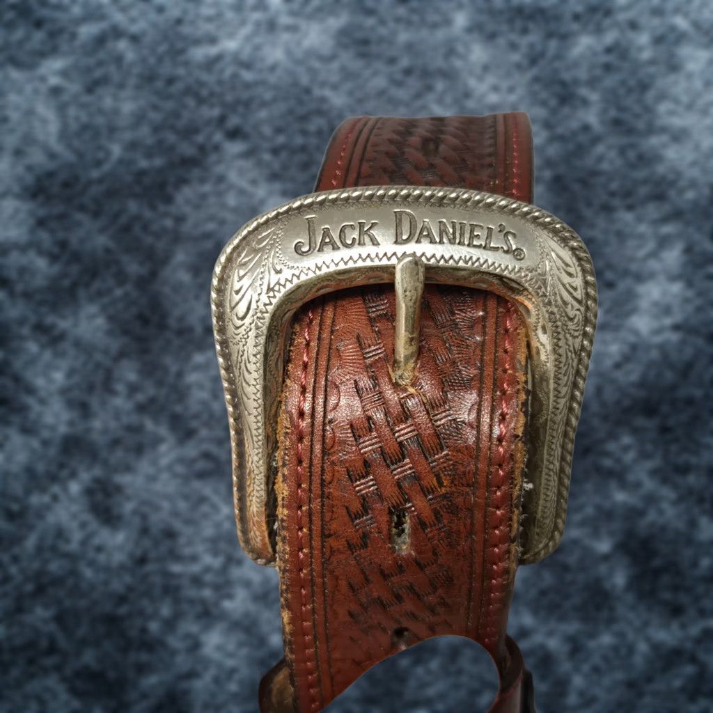 Vintage VINTAGE Jack Daniels Belt Men Brown Leather Western Concho Style Size 38 Rare Mens Size 38 - 1 Thumbnail
