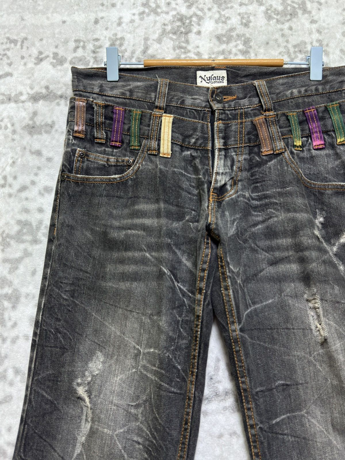 Hysteric Glamour Vintage Y2K Nylaus Double Waist Acid Wash Distressed Denim Size US 31 - 4 Thumbnail