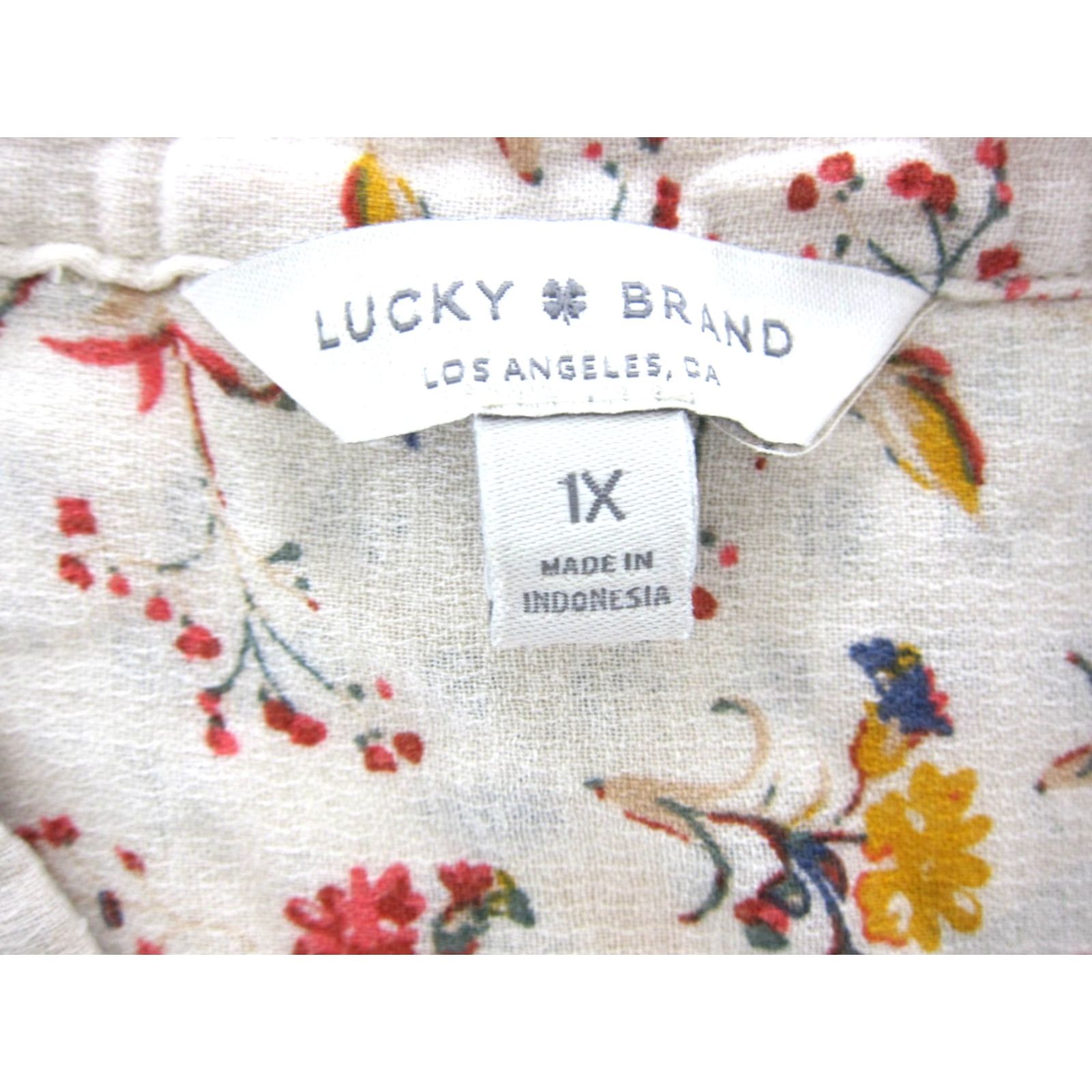 Lucky Brand Lucky Brand Blouse Tunic 1X Adult Womens Floral 3/4 Sleeve V-Neck Rayon Pink Paisley Summer Spring Fall All Seasons Size XL / US 12-14 / IT 48-50 - 3 Thumbnail