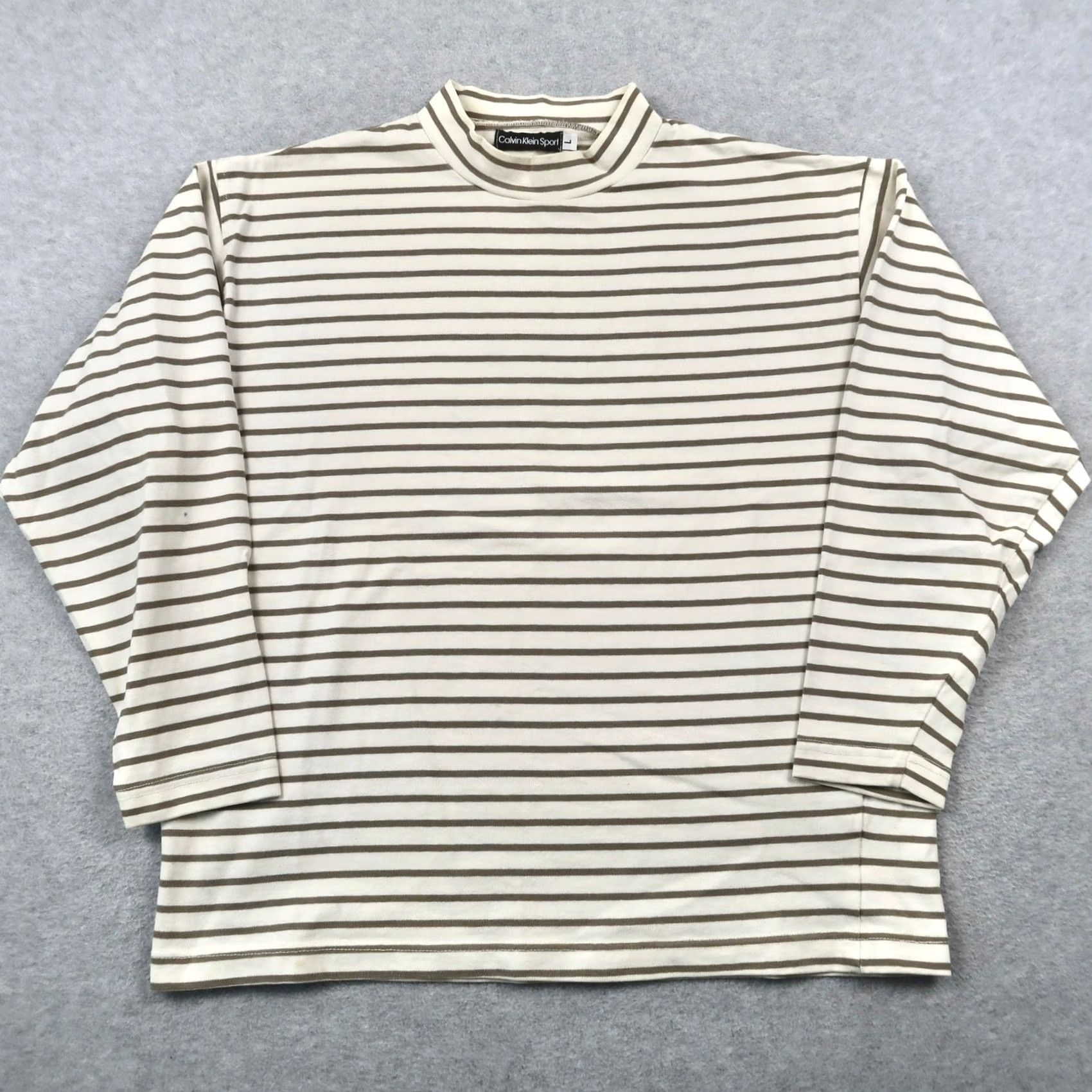 Vintage VINTAGE 90s Calvin Klein Sport Mens L Striped Mock Neck Long Sleeve Shirt USA Size US L / EU 52-54 / 3 - 2 Thumbnail