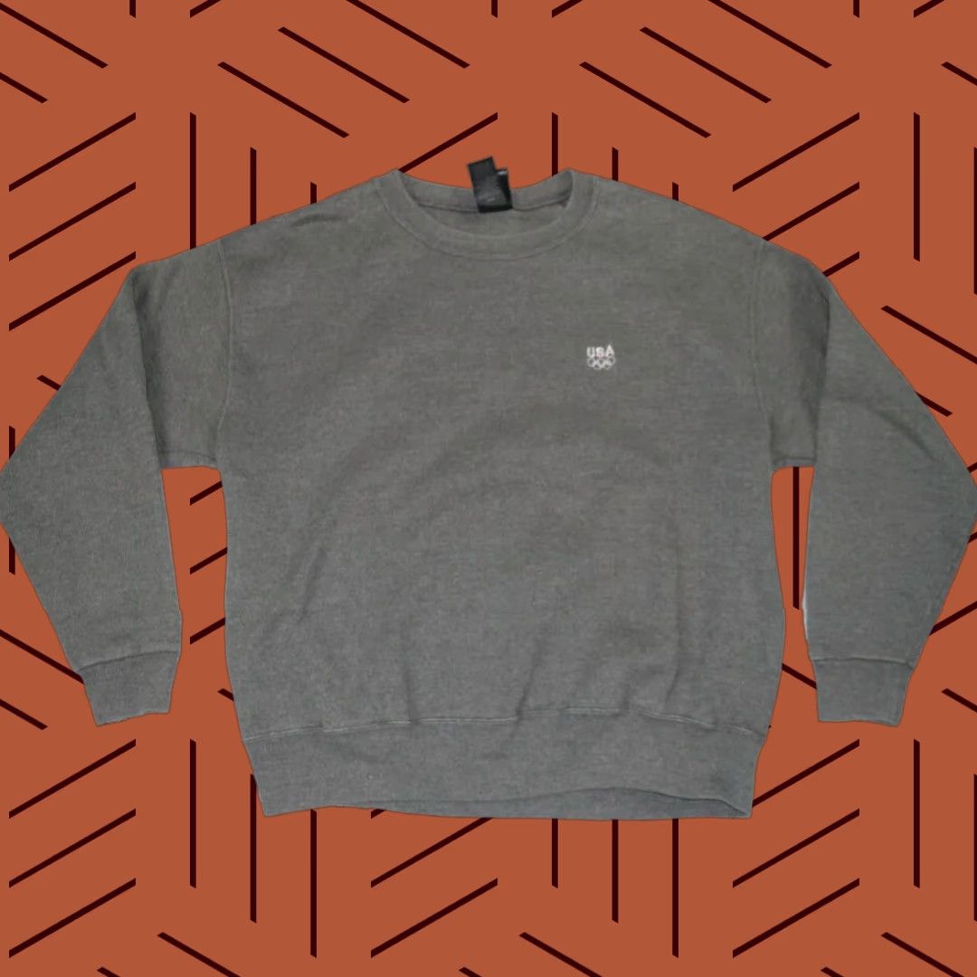 VINTAGE J. C. Penney Olympics Sweatshirt Crewneck Unisex Large Gray Cotton Blend Pullover 90s Olympic Logo Mens/Womens