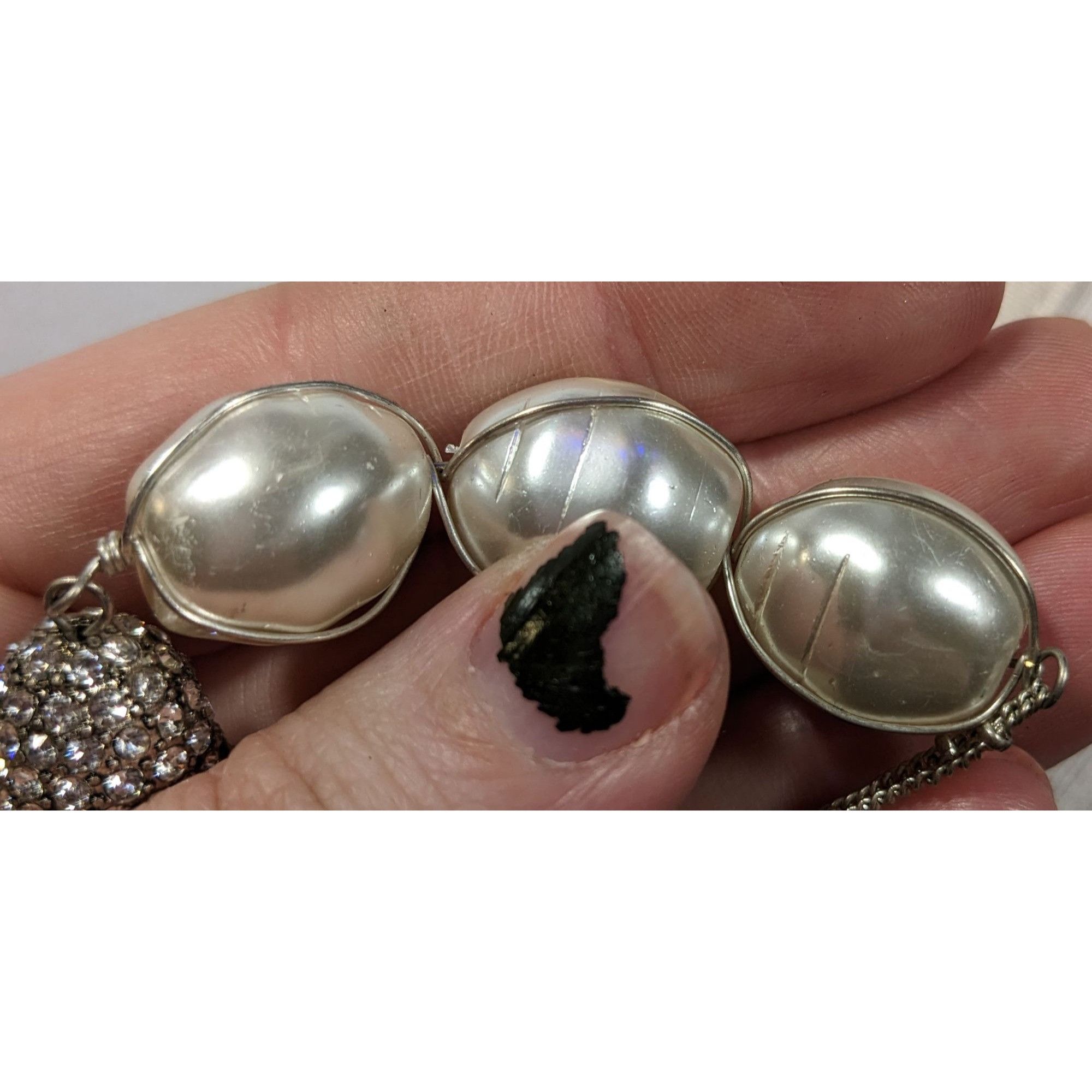 Other Chunky Glam Faux Pearl Rhinestone Tassel Necklace Size ONE SIZE - 11 Thumbnail