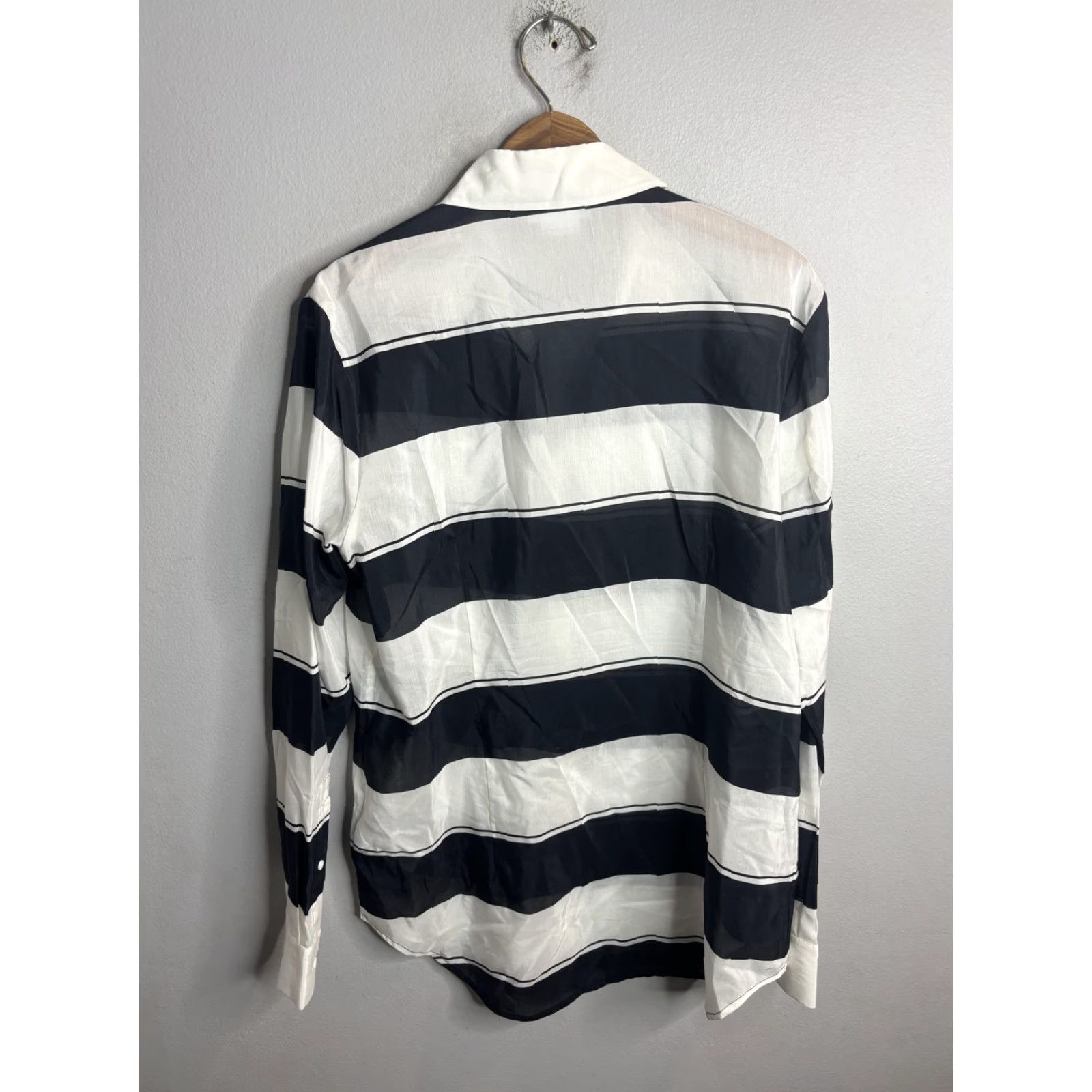 Lacoste Lacoste Shirt Mens Large Black White Striped Silk Blend Button Down CF1961 Size US XL / EU 56 / 4 - 6 Thumbnail
