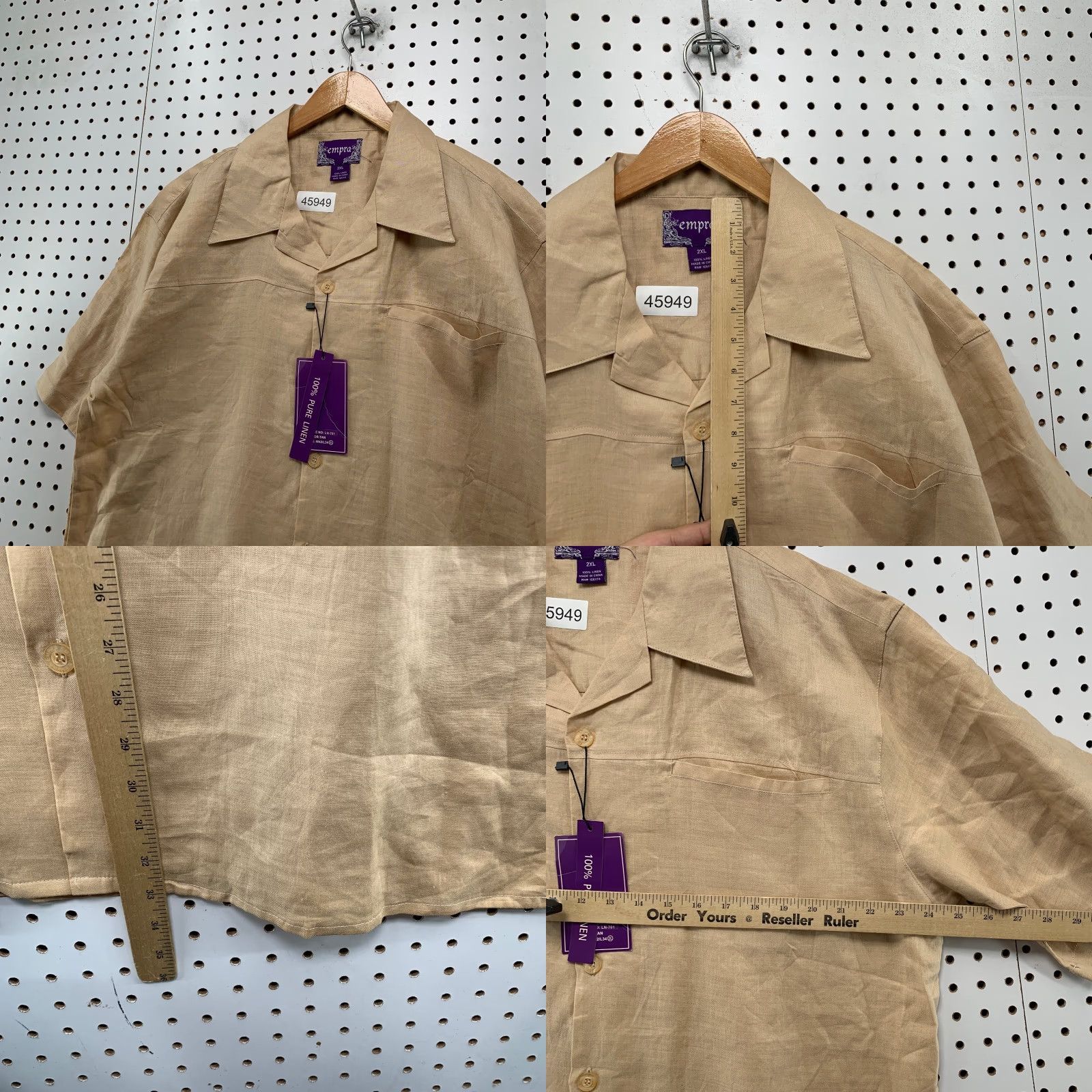 Vintage Empra Button-Up Shirt Mens 2XL Linen Beige Short Sleeve NWT Size US XXL / EU 58 / 5 - 8 Thumbnail