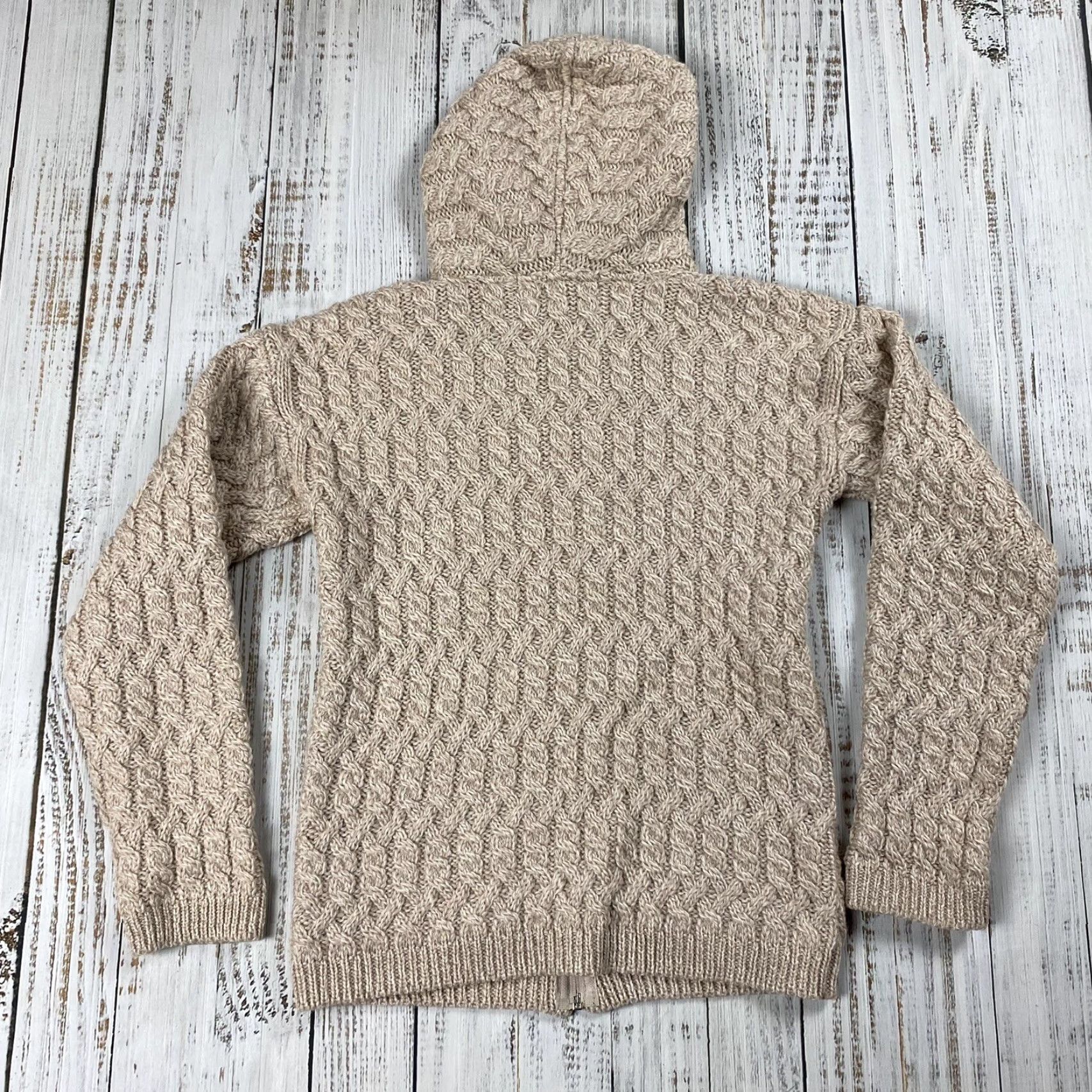 Vintage VINTAGE Aran Crafts Hooded Sweater Ireland Merino Wool Cable Knit Women XS Oatmeal Classic Size XS / US 0-2 / IT 36-38 - 5 Thumbnail