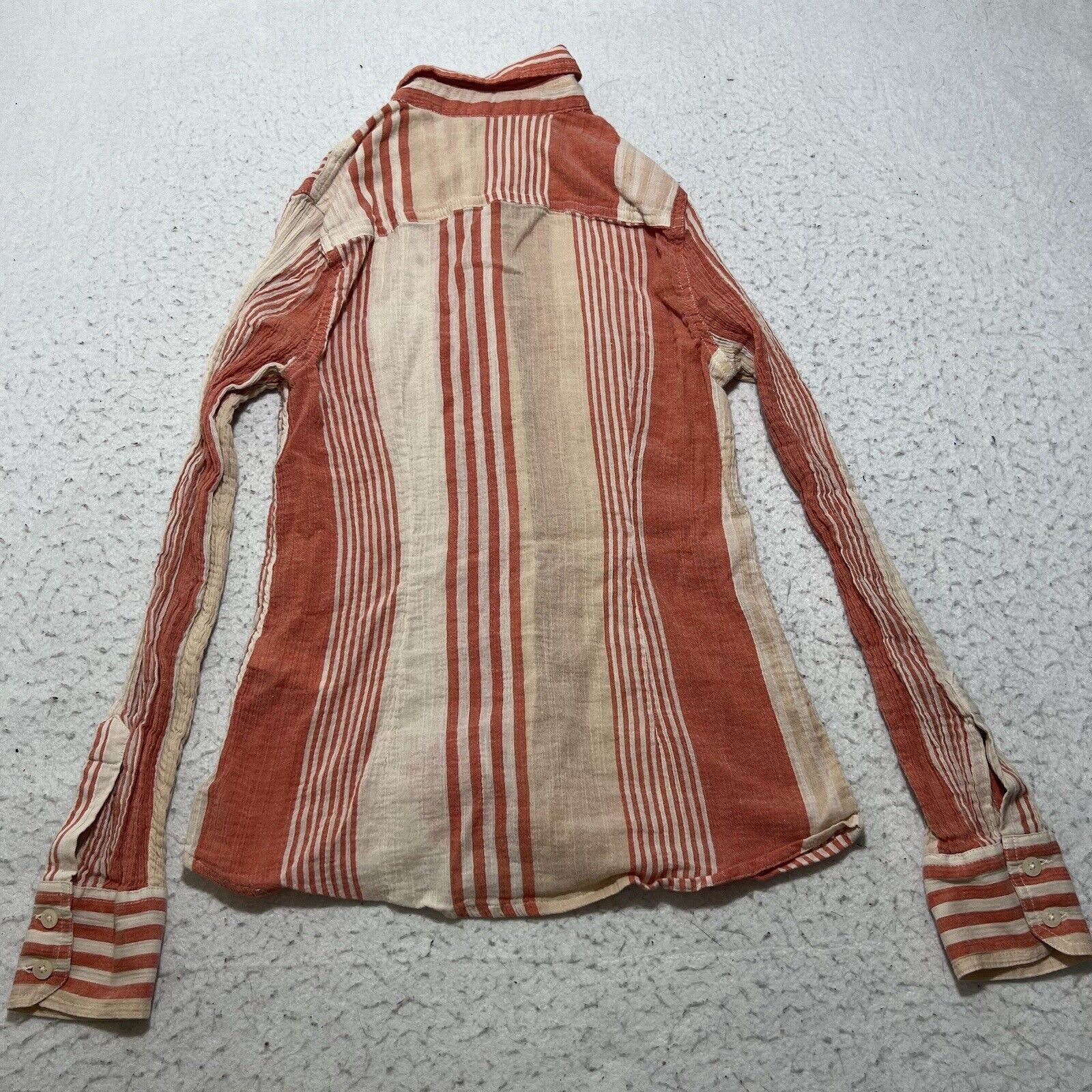 Lucky Brand Lucky Brand XS Button Up Shirt Orange Striped Pocket Top Size XS / US 0-2 / IT 36-38 - 9 Thumbnail